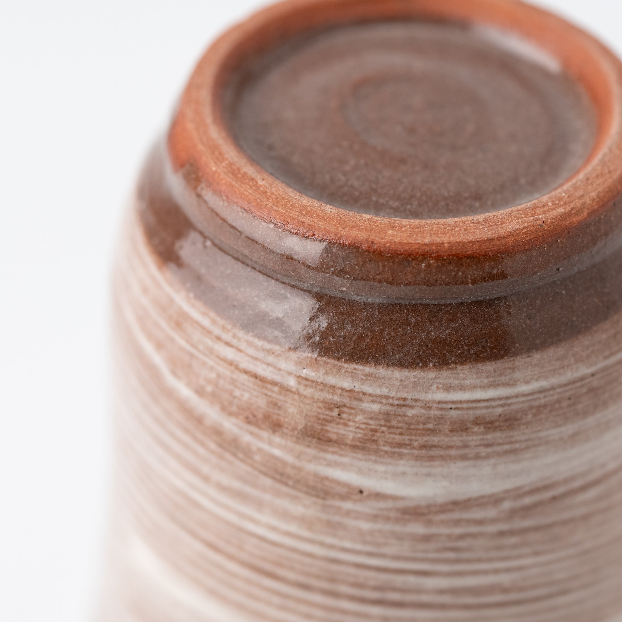 White & Brown Cocoon Long Yunomi Teacup