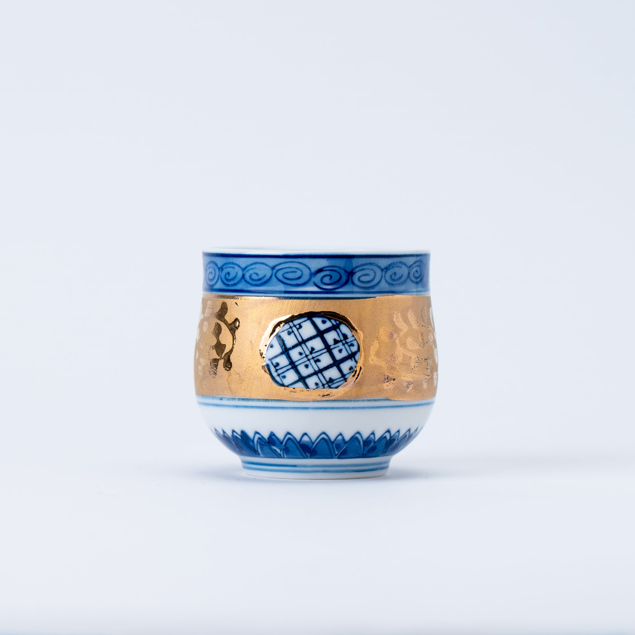 Blue Gold Crest Yunomi Teacup