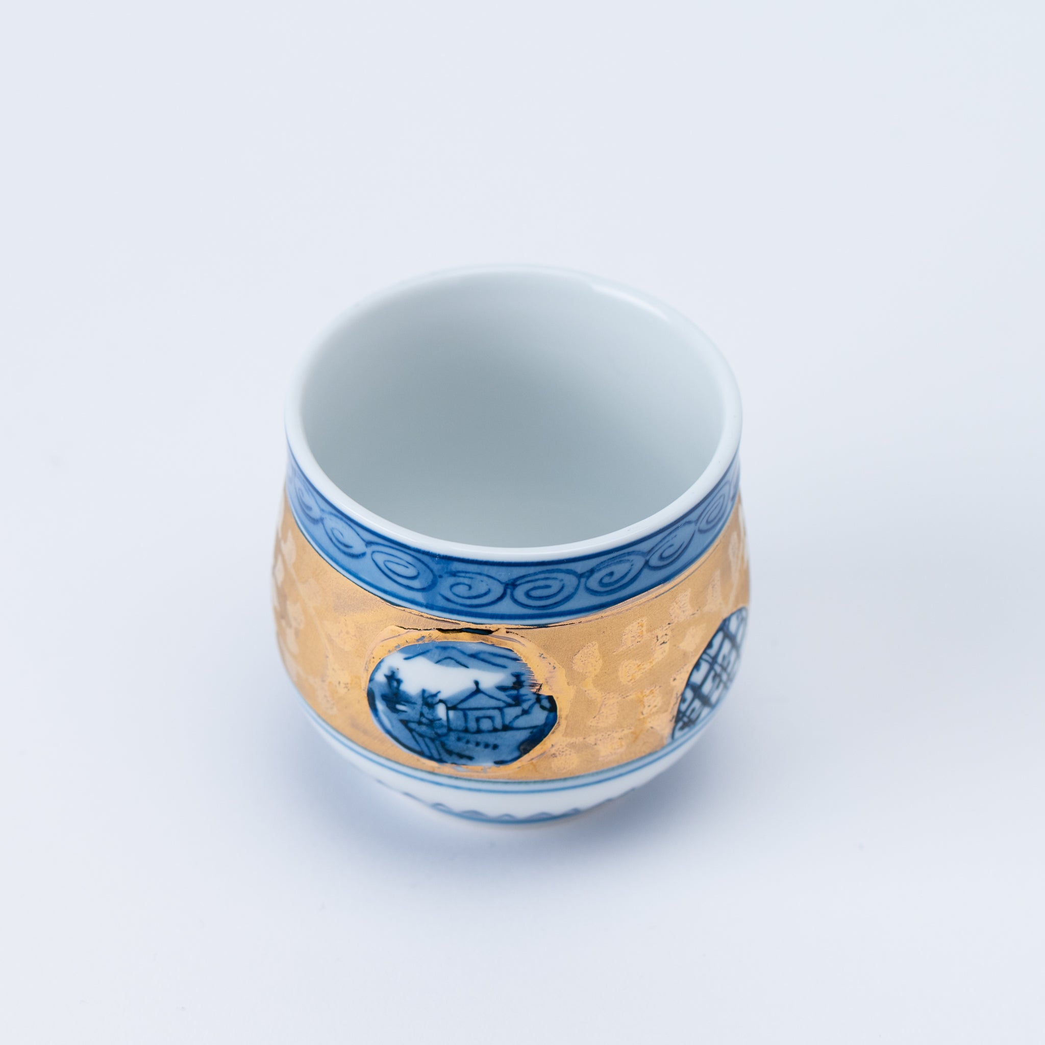 Blue Gold Crest Yunomi Teacup