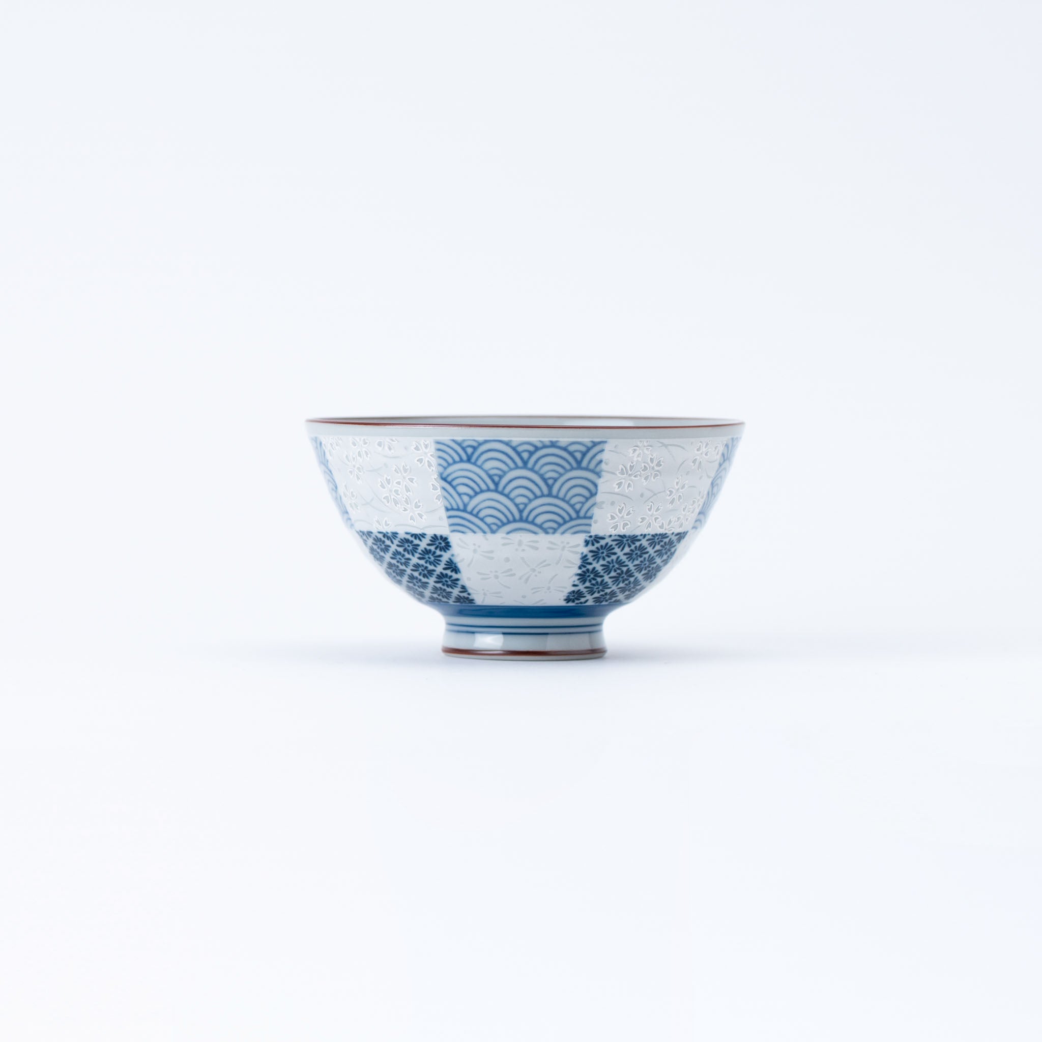 Blue Traditional Japanese Pattern Rice Bowl