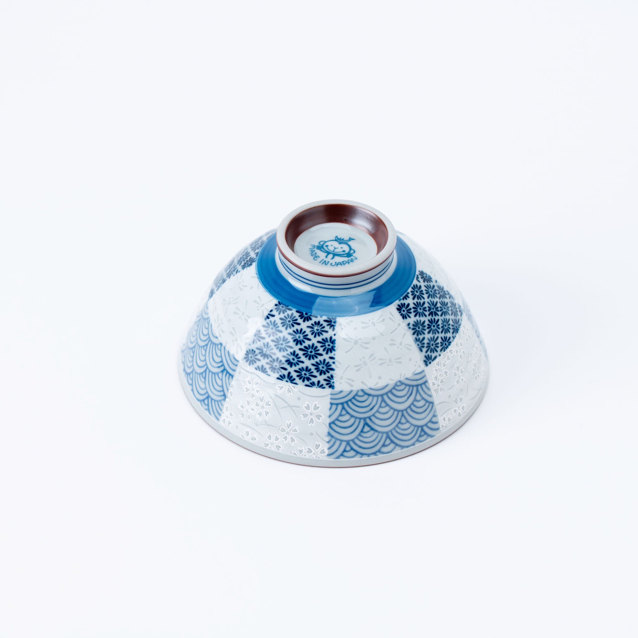 Blue Traditional Japanese Pattern Rice Bowl