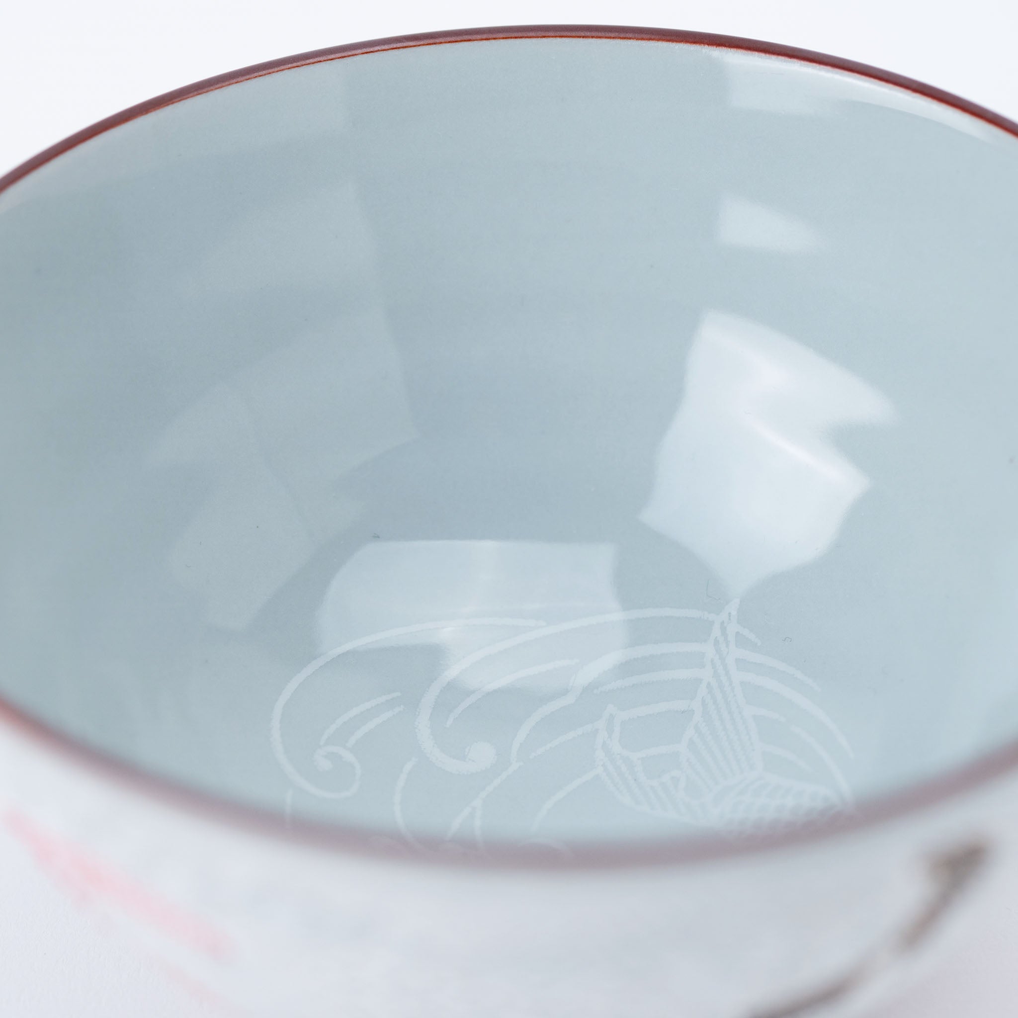 Red and Black Japanese Koi Rice Bowl