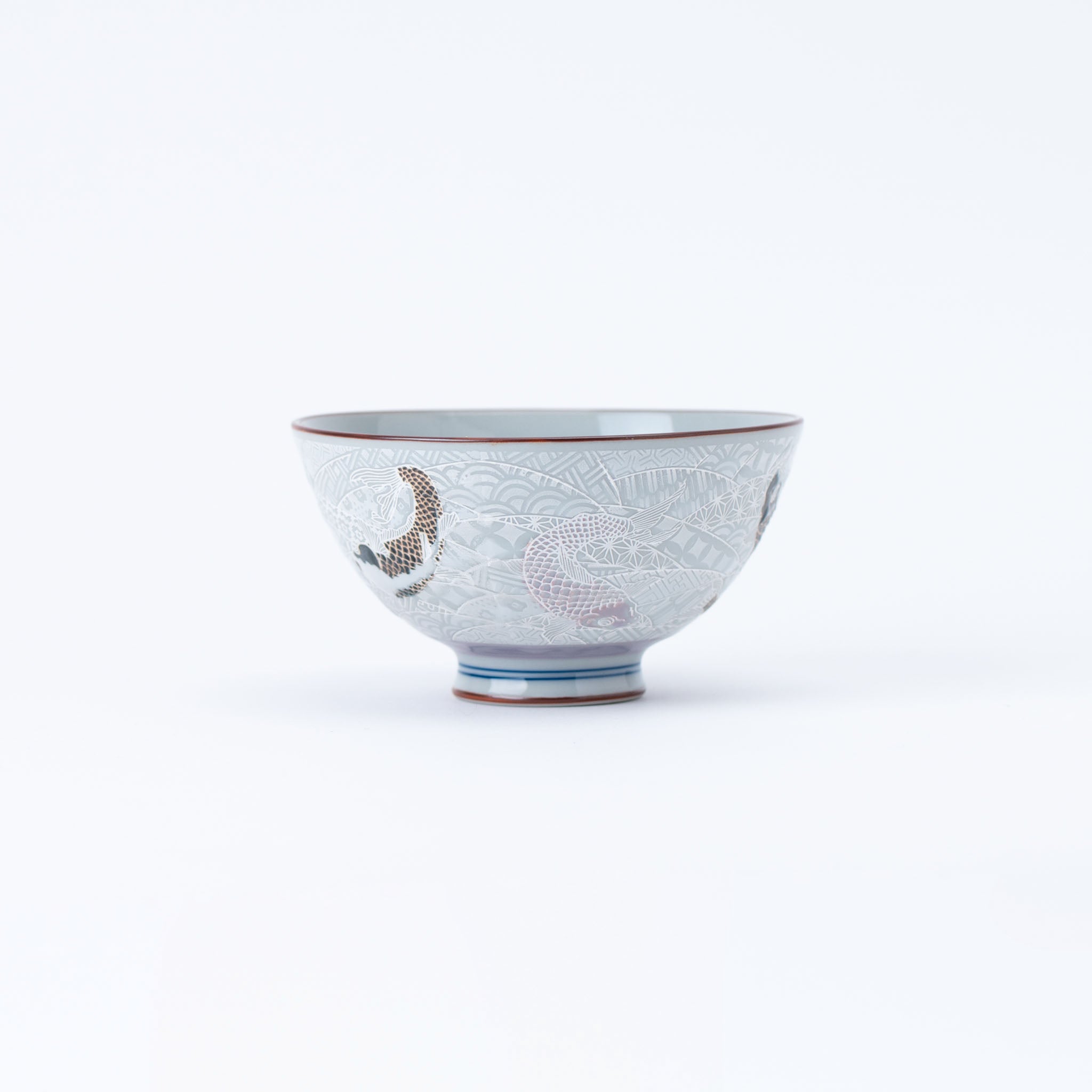 Purple and Brown Japanese Koi Rice Bowl