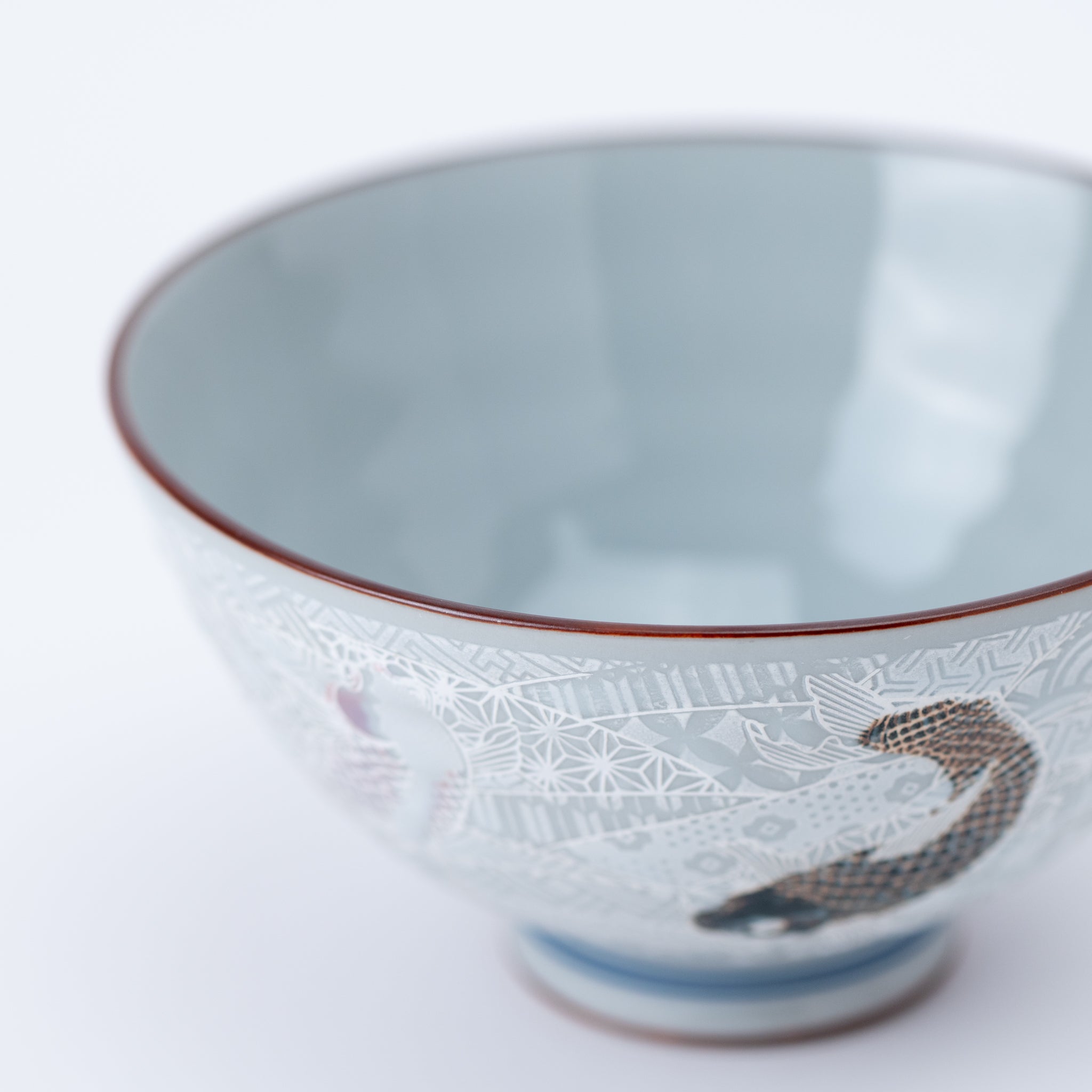 Purple and Brown Japanese Koi Rice Bowl