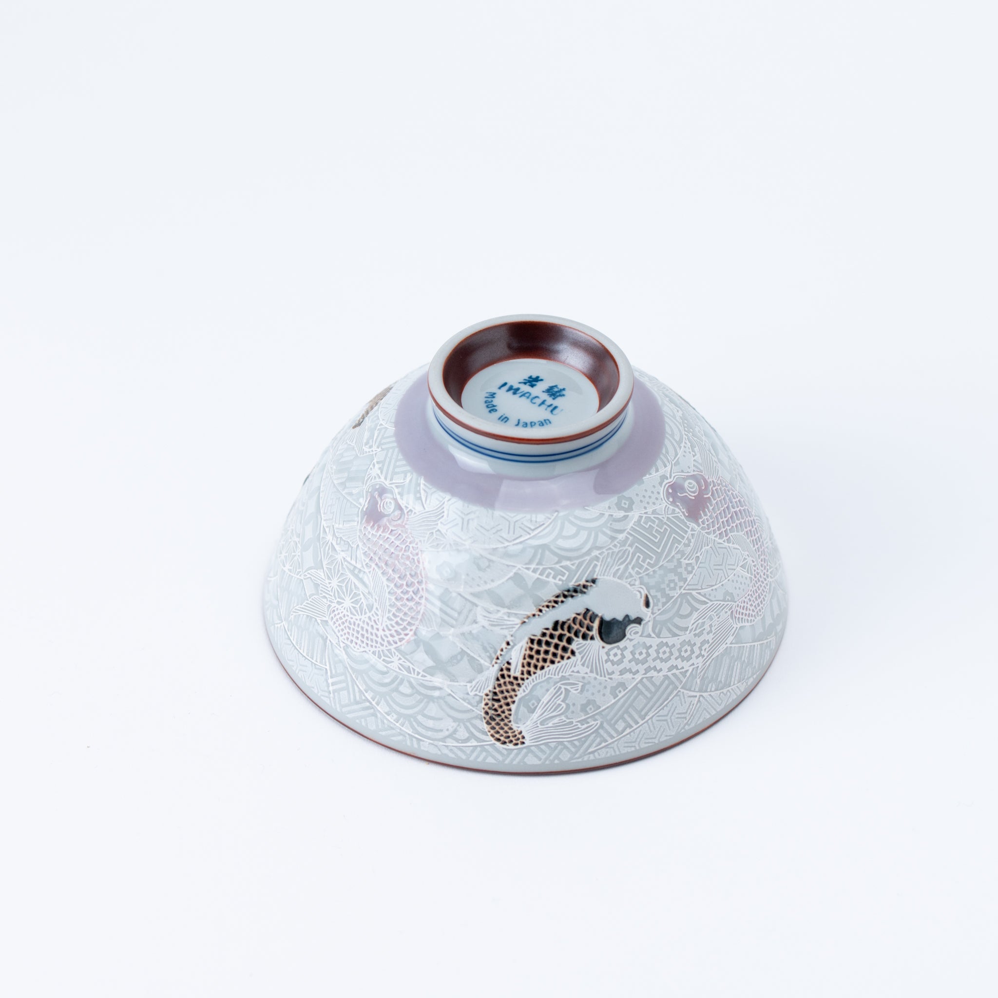 Purple and Brown Japanese Koi Rice Bowl