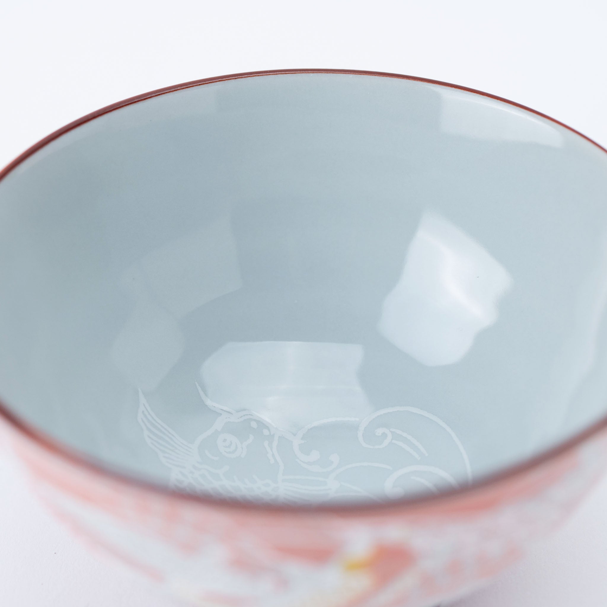 Red and Yellow Japanese Koi Rice Bowl