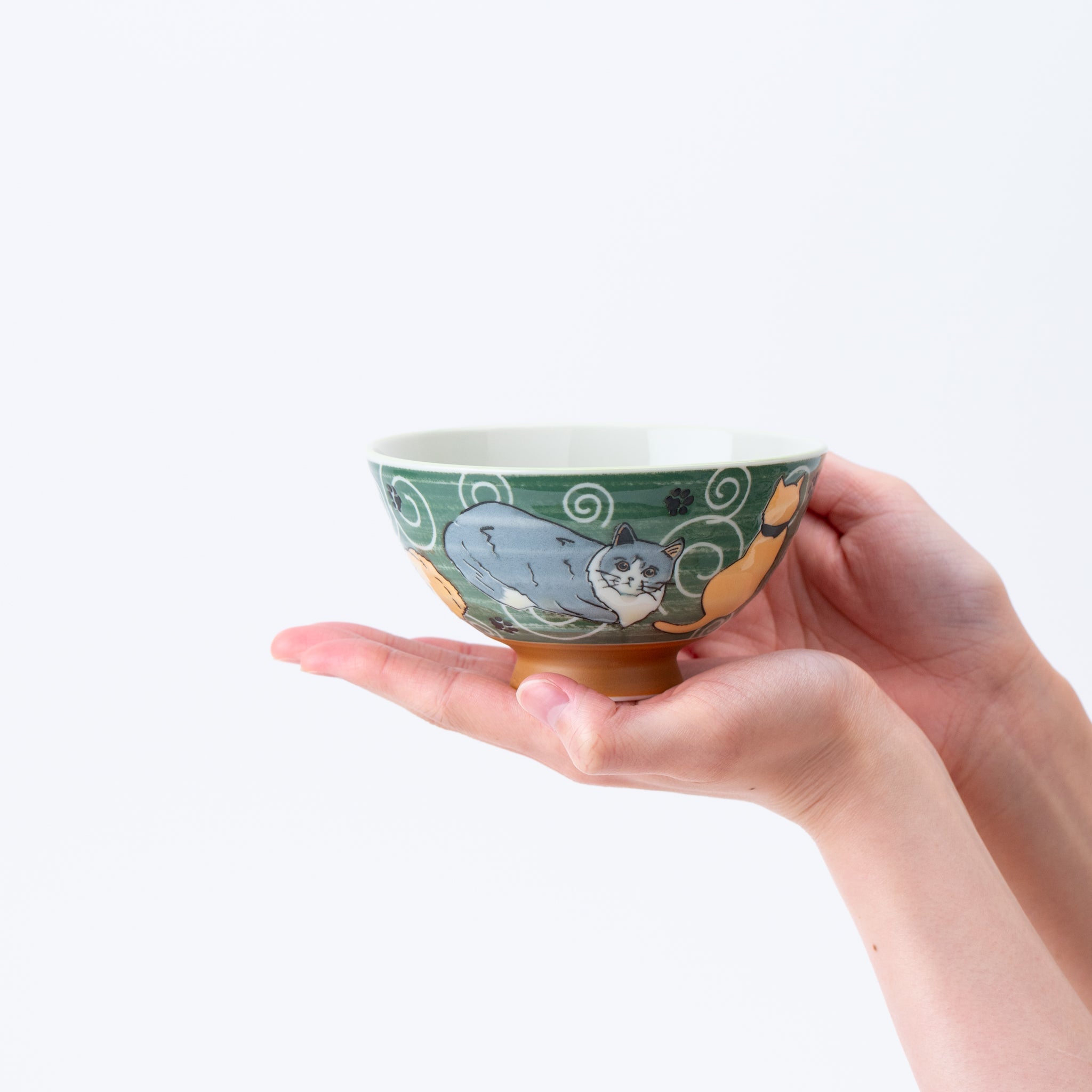 Cat Green Swirl Rice Bowl