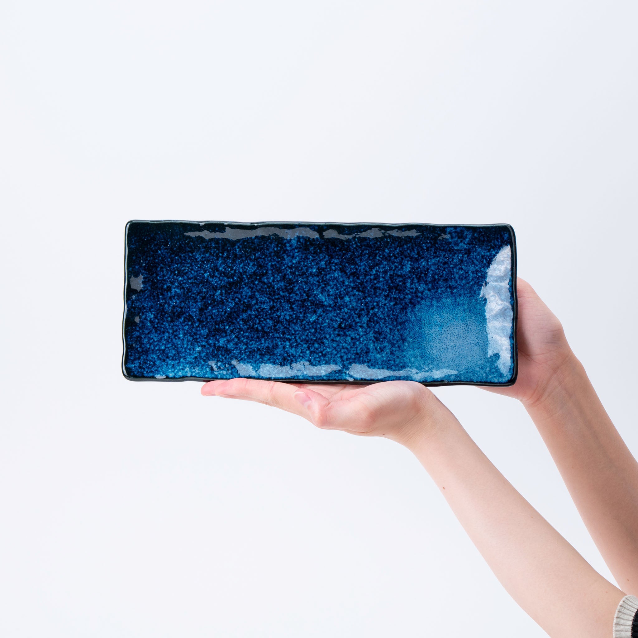 Mino Ware Indigo Wavy Rectangular Plate