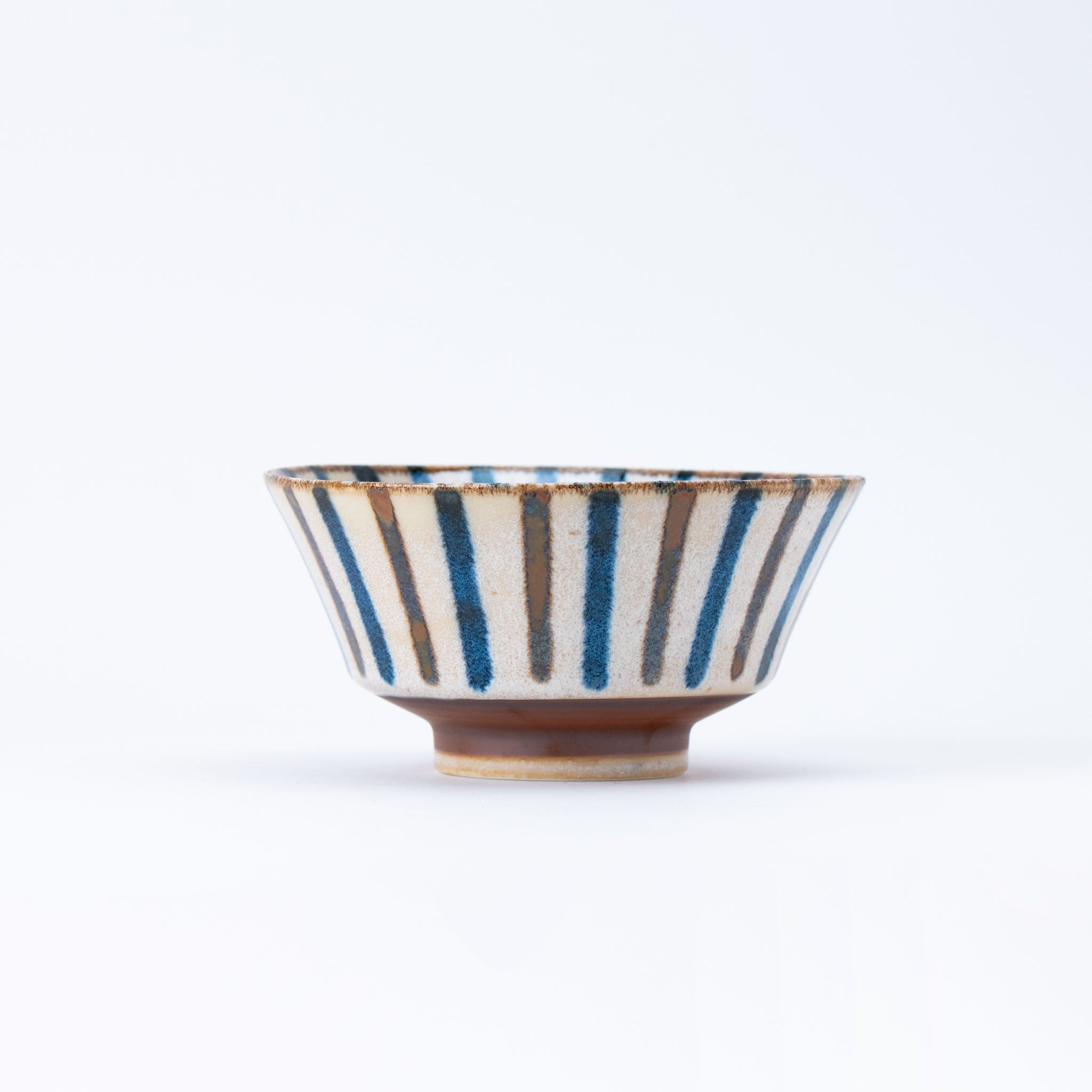 Simple Blue and Brown Stripe Donburi Bowl