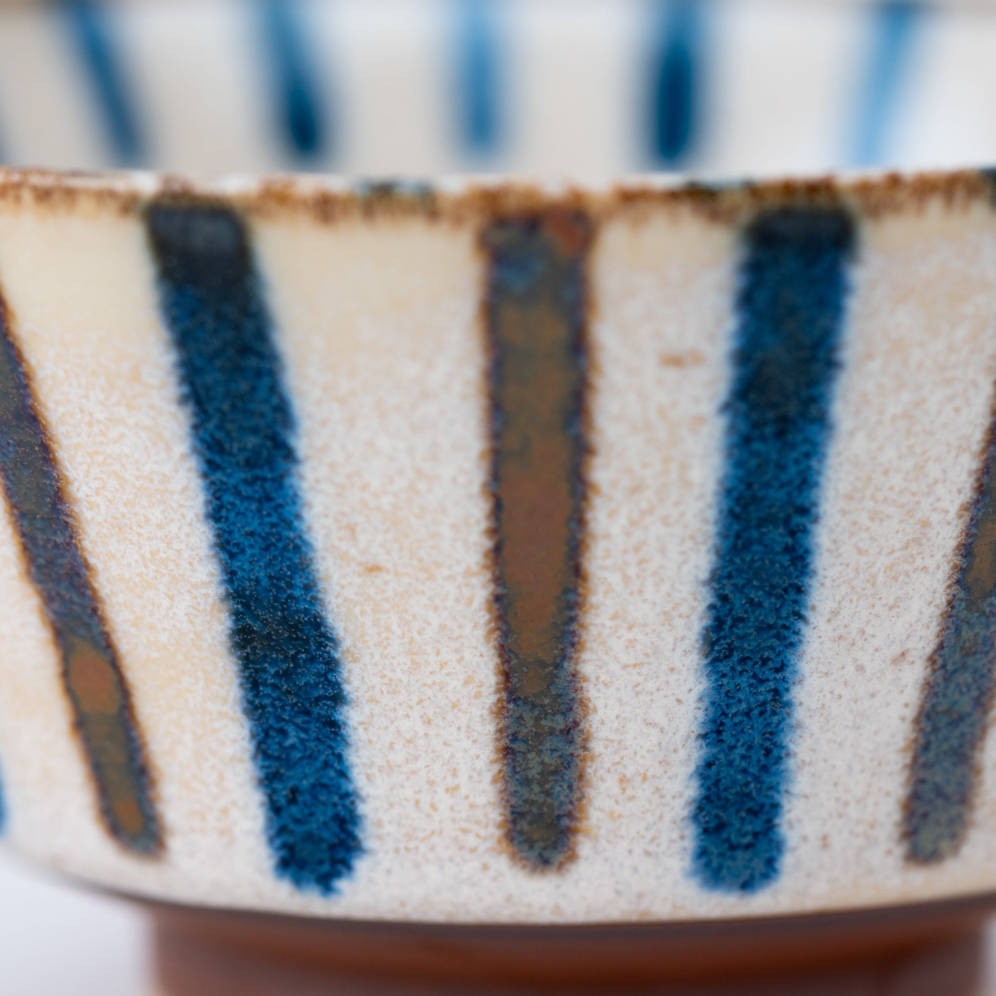 Simple Blue and Brown Stripe Donburi Bowl