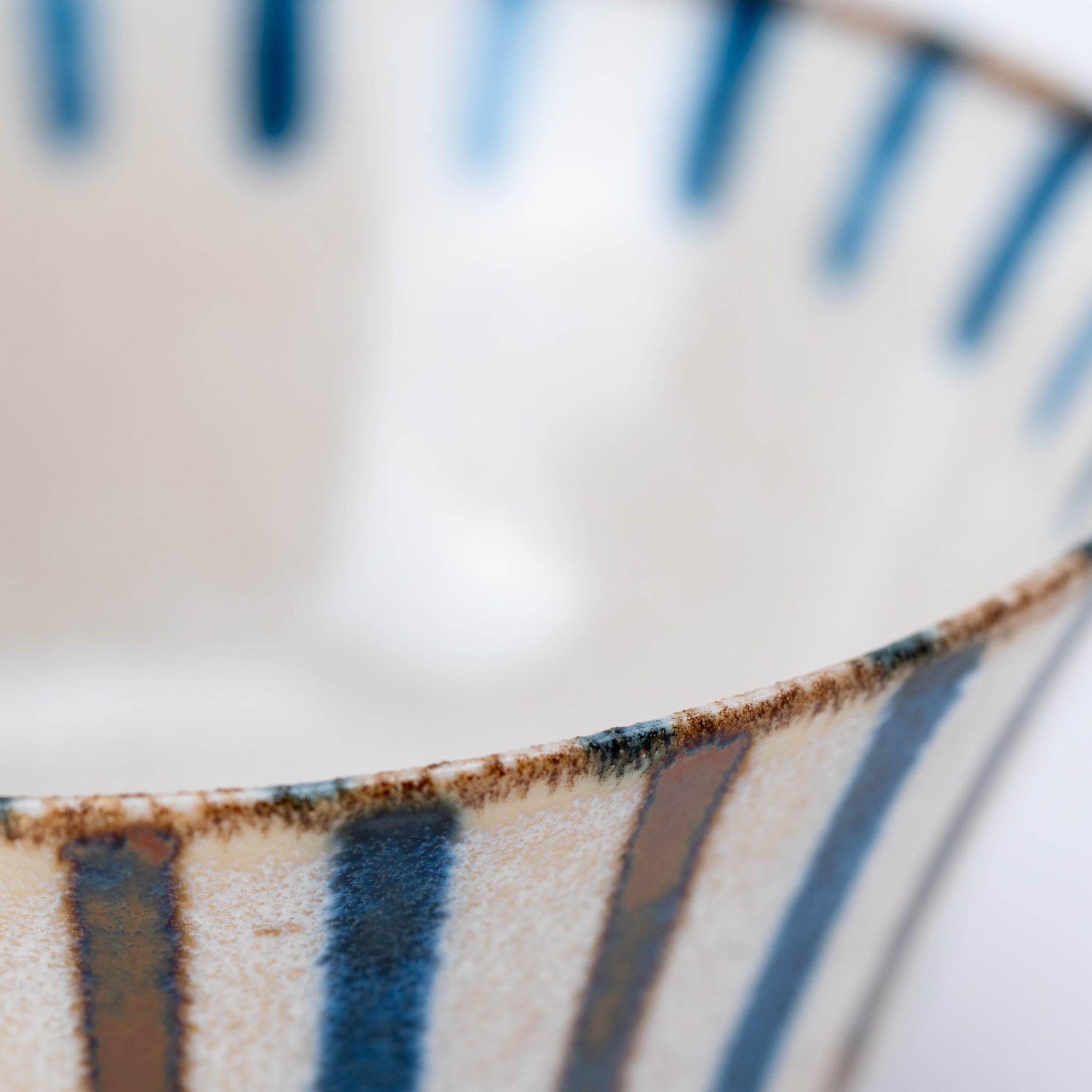 Simple Blue and Brown Stripe Donburi Bowl