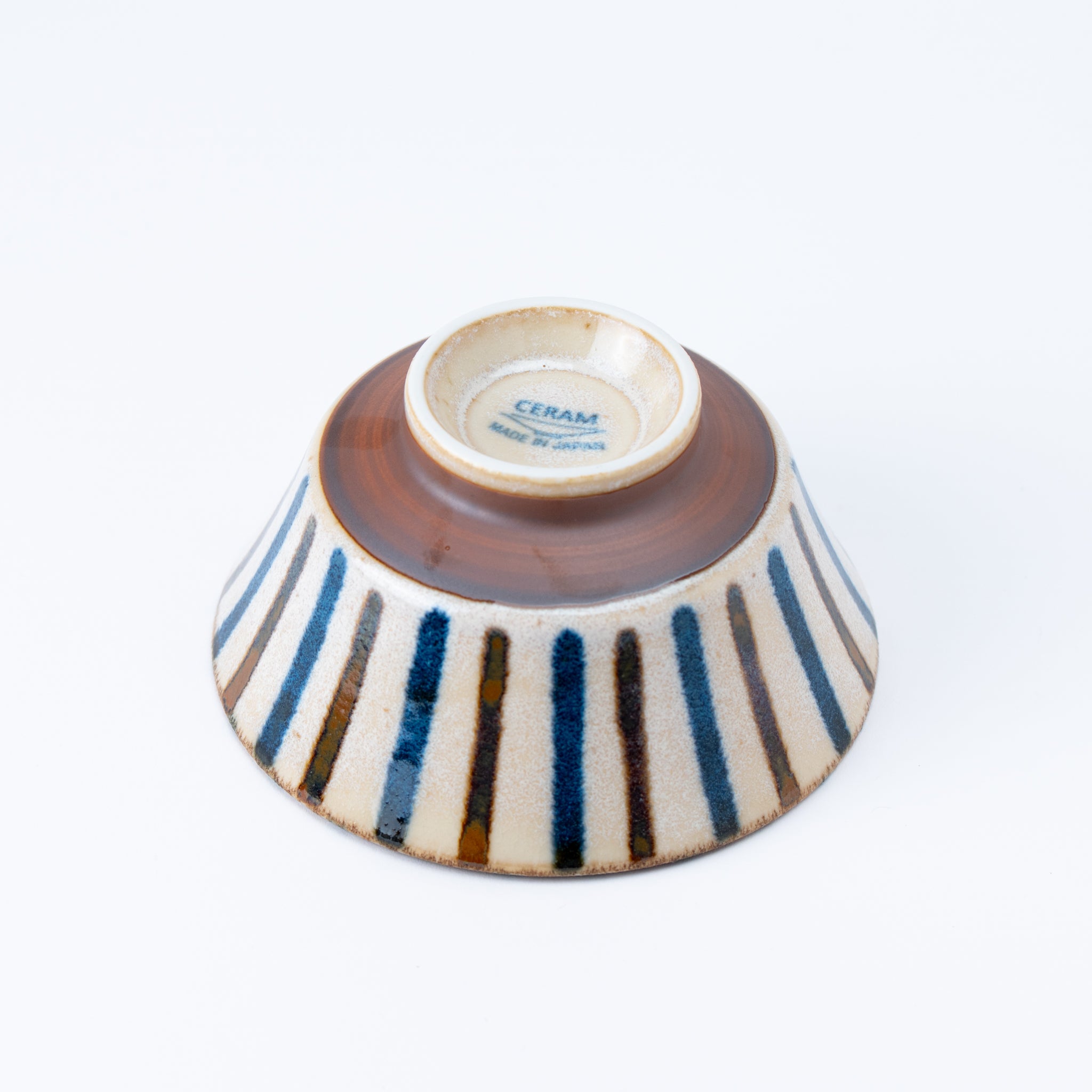 Simple Blue and Brown Stripe Donburi Bowl