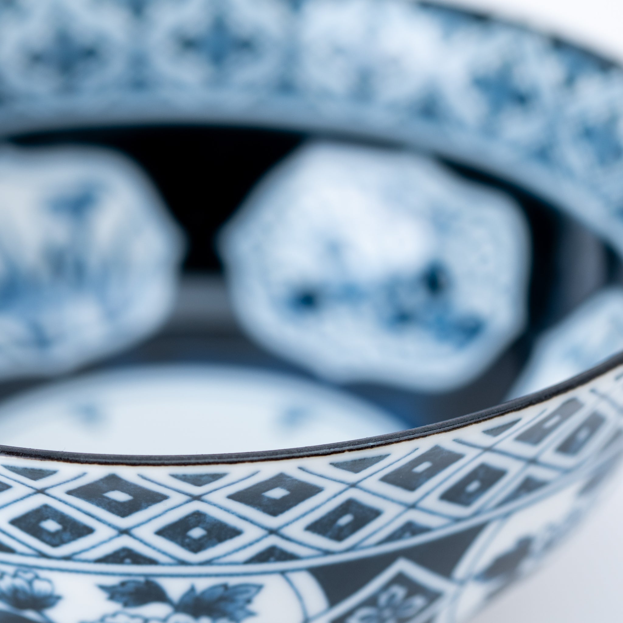 Japanese Blue Classic Pattern Donburi Bowl