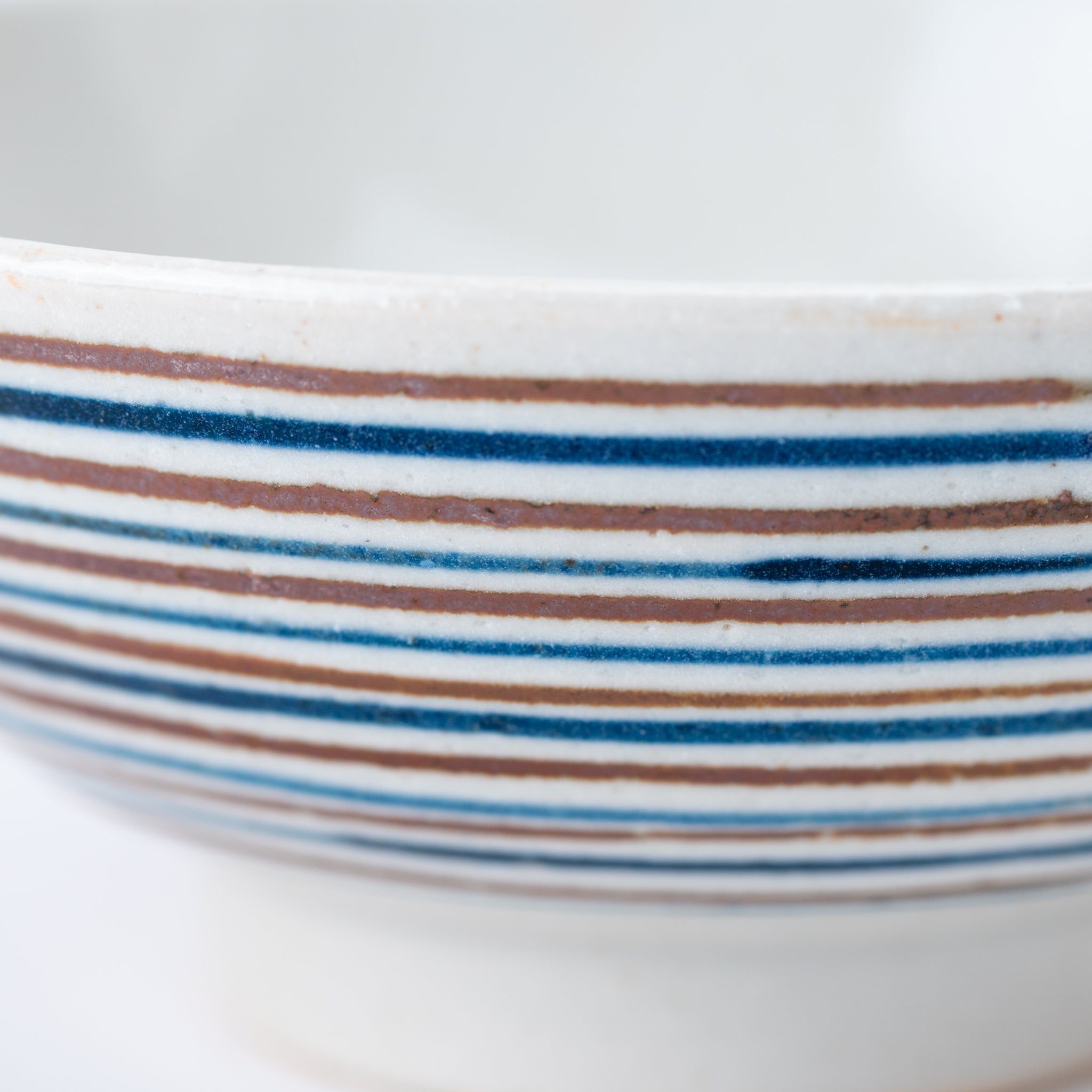 Blue and Brown Striped Donburi Bowl
