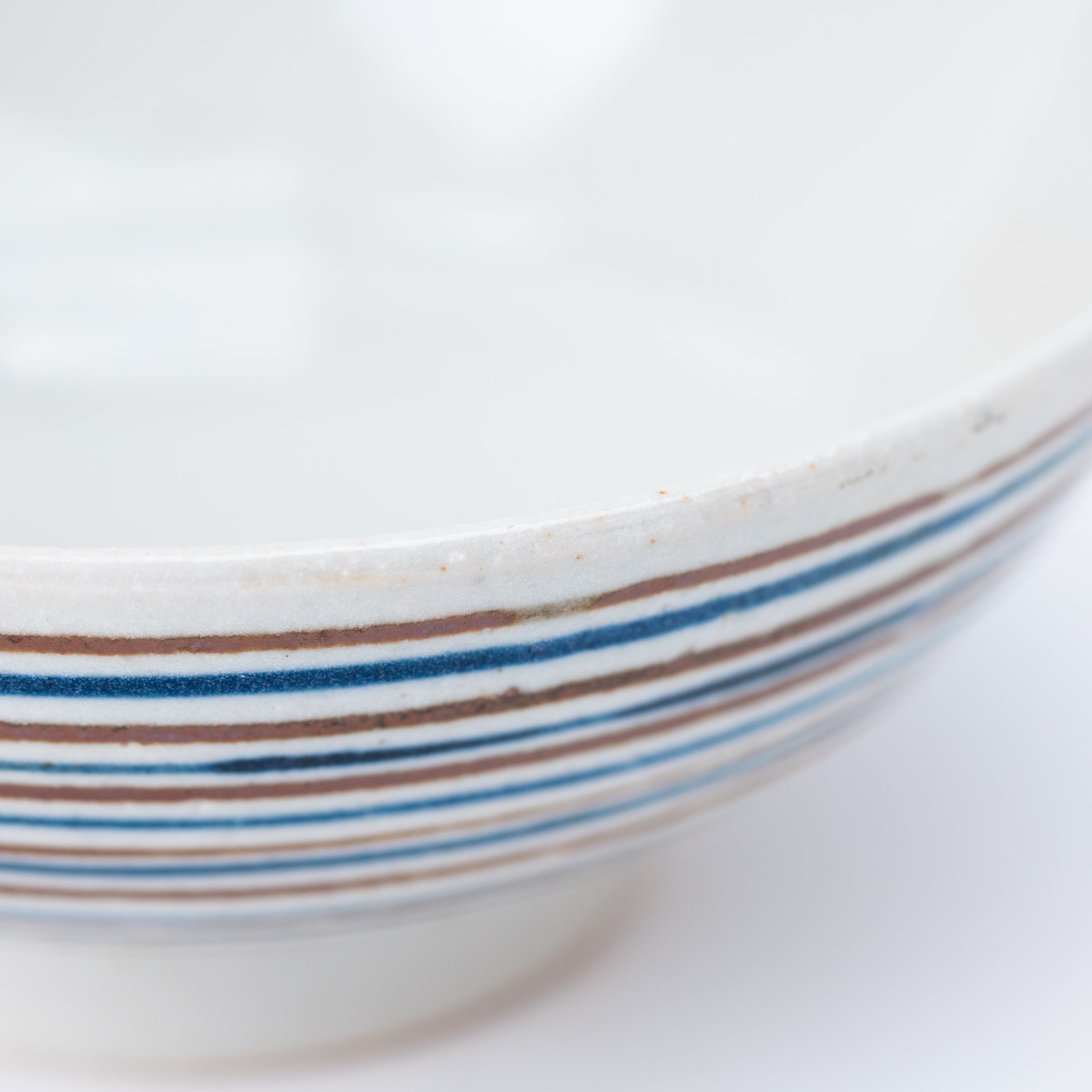 Blue and Brown Striped Donburi Bowl