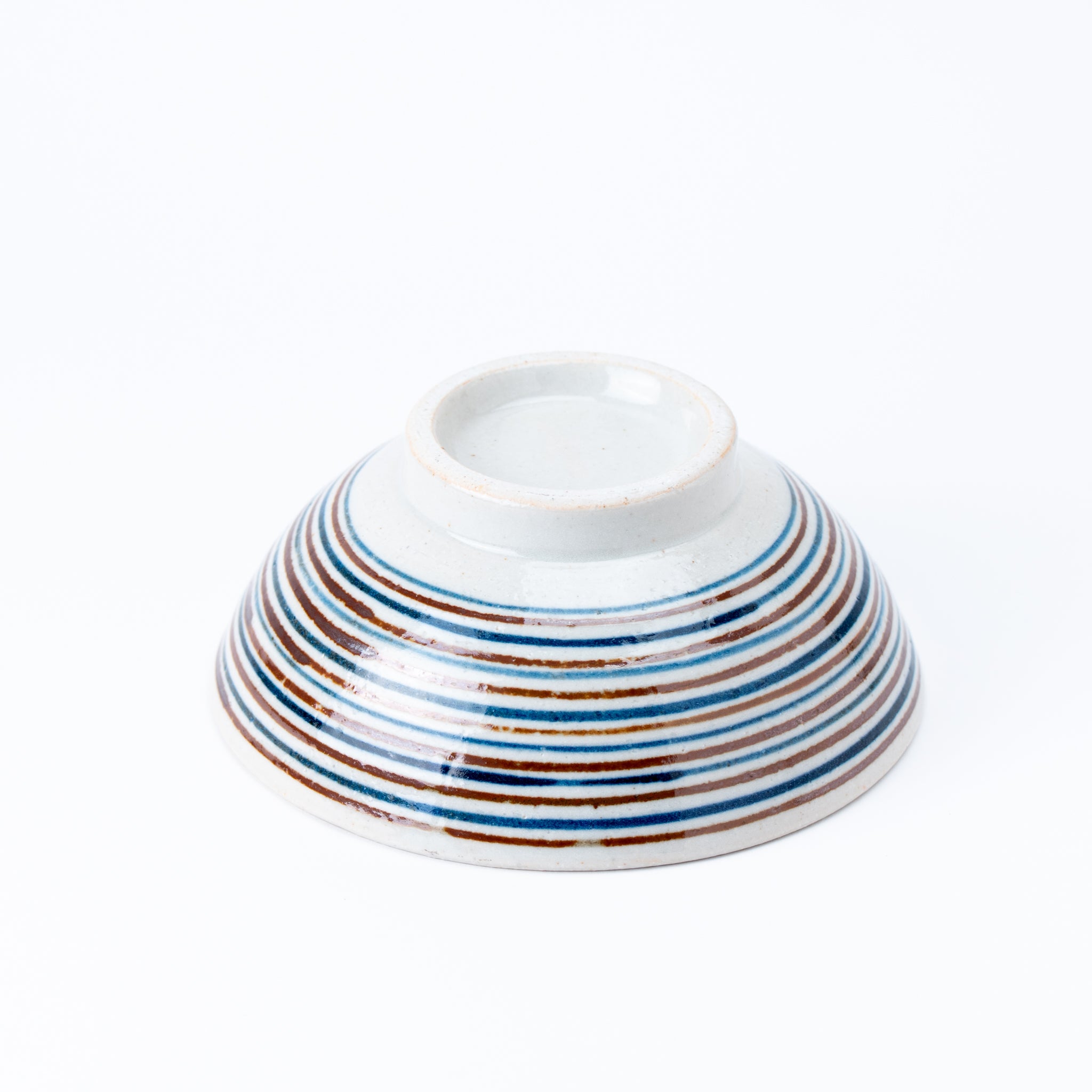 Blue and Brown Striped Donburi Bowl