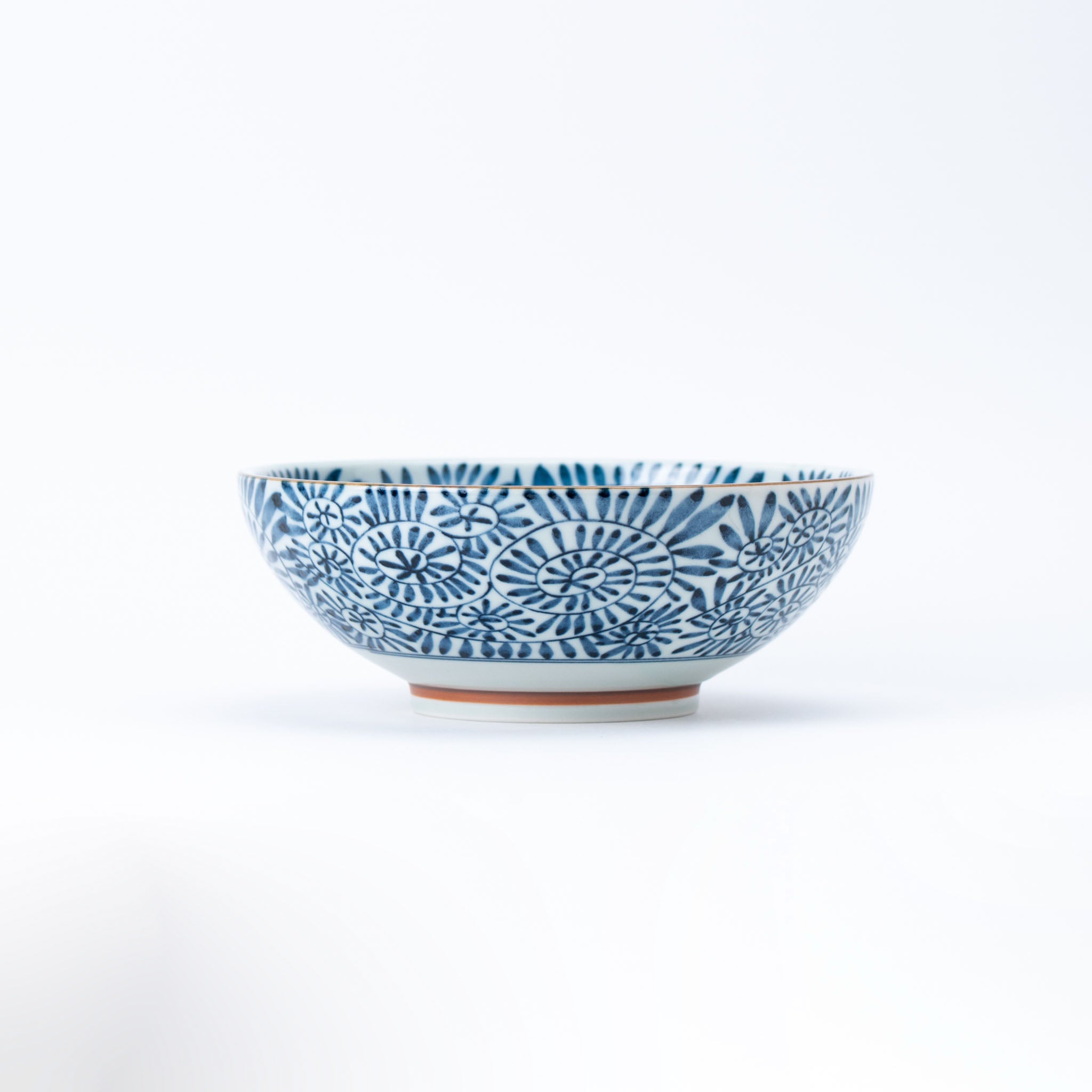 Indigo Spiral Floral Donburi Bowl