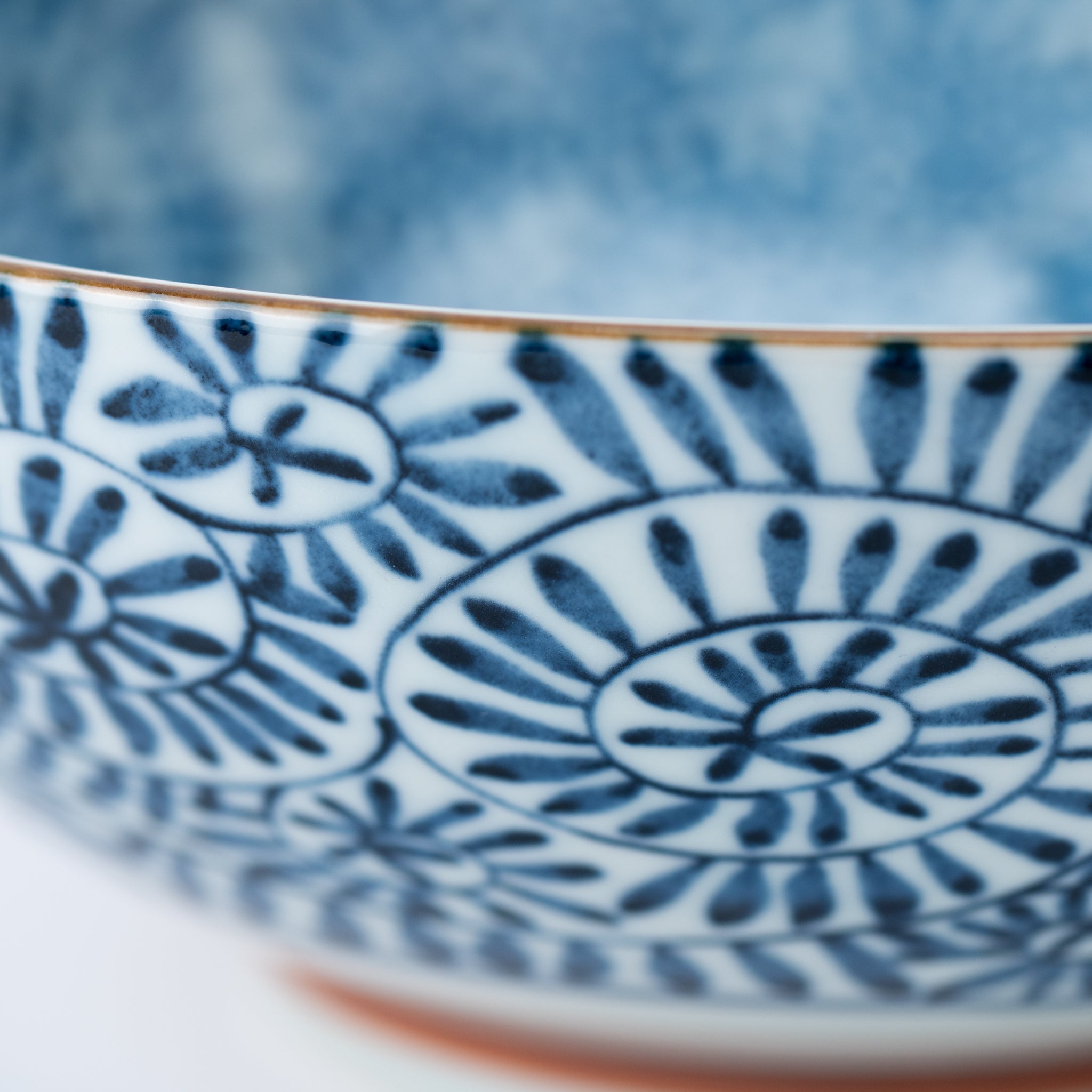 Indigo Spiral Floral Donburi Bowl