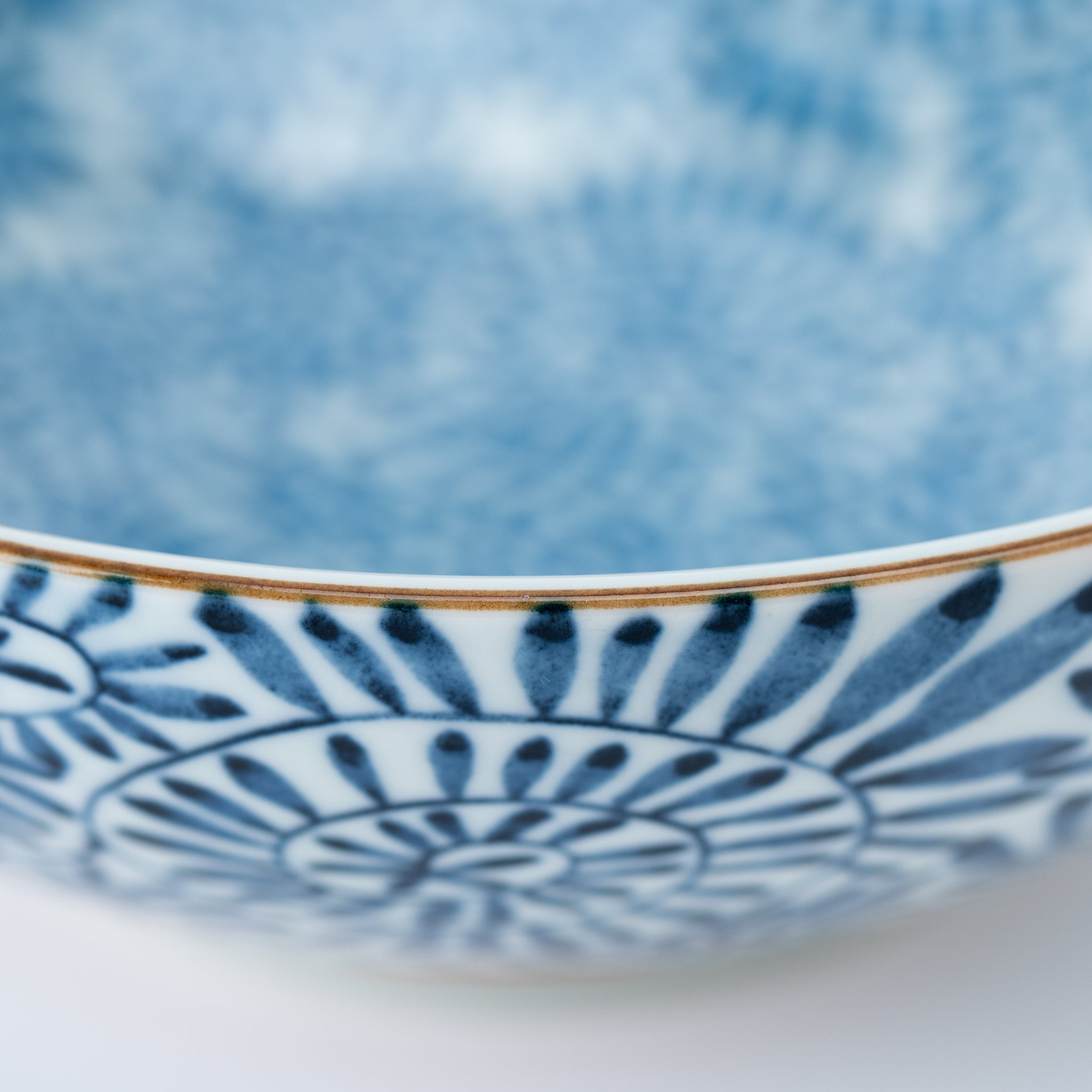 Indigo Spiral Floral Donburi Bowl