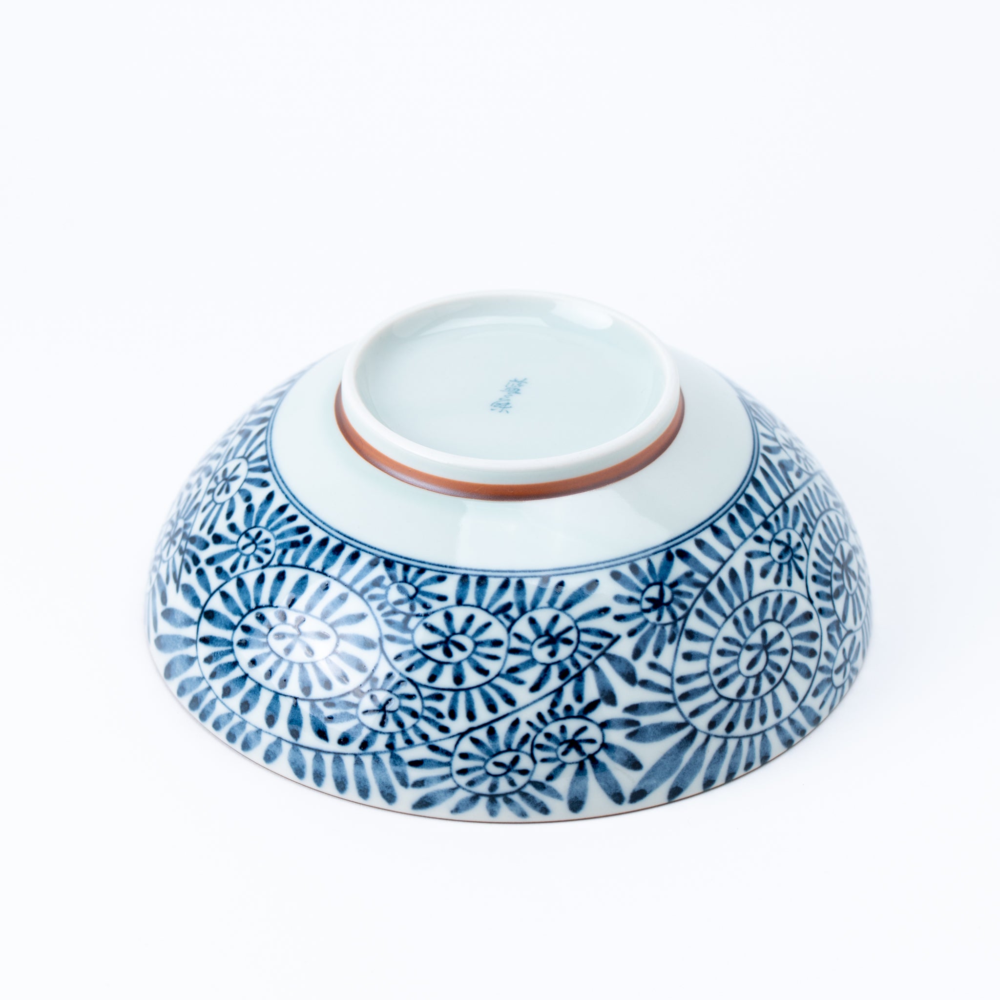 Indigo Spiral Floral Donburi Bowl