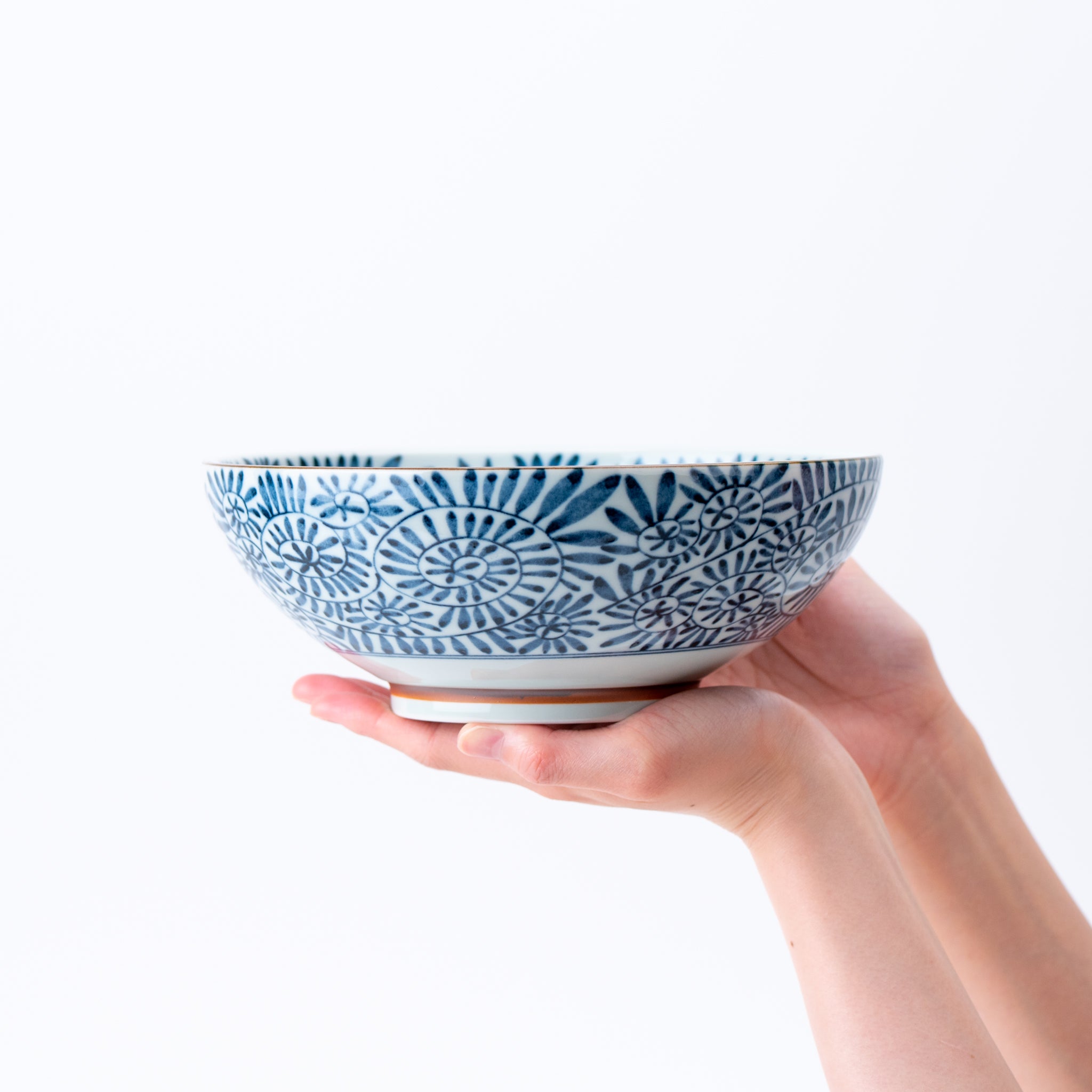 Indigo Spiral Floral Donburi Bowl