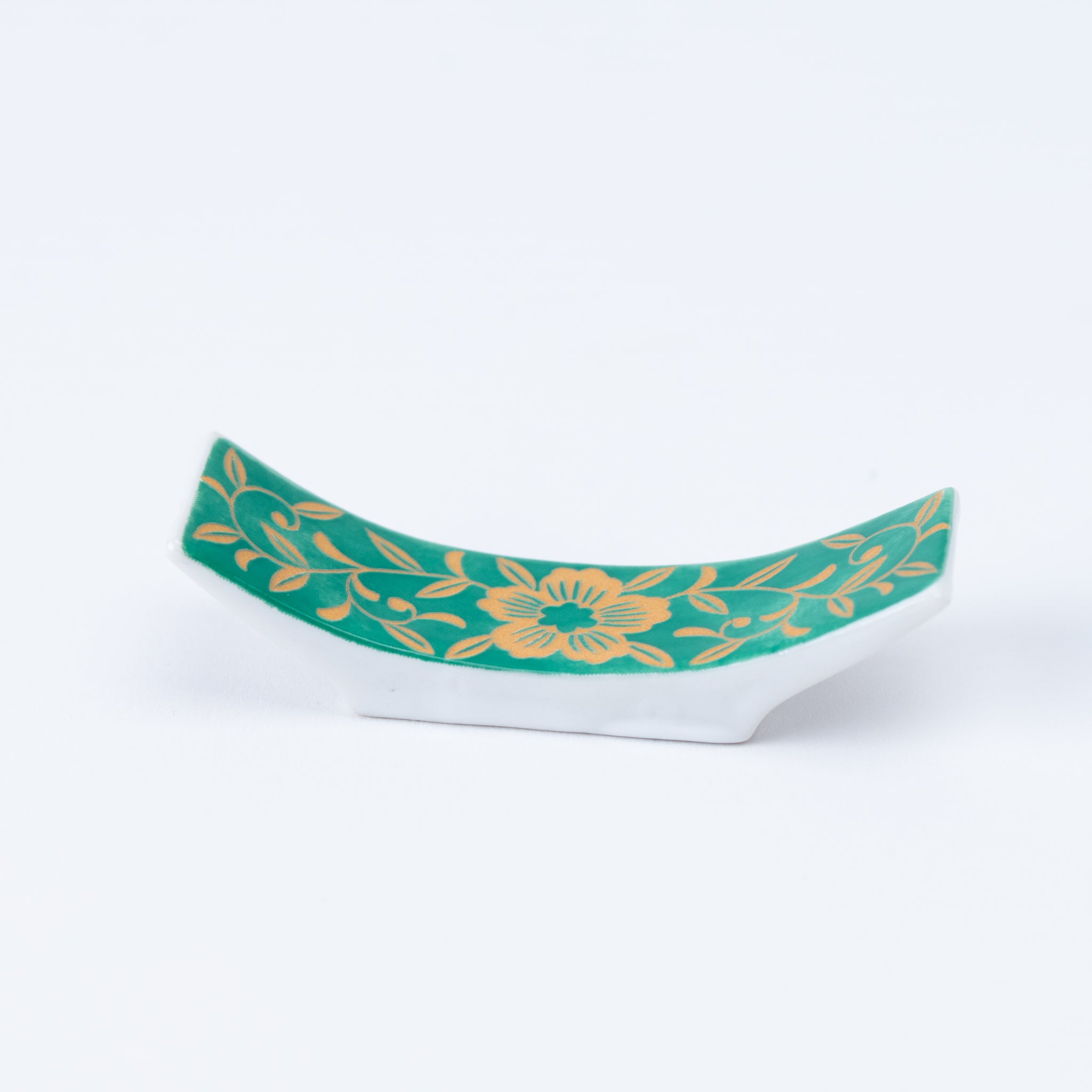 Golden Floral Green Chopstick Rest