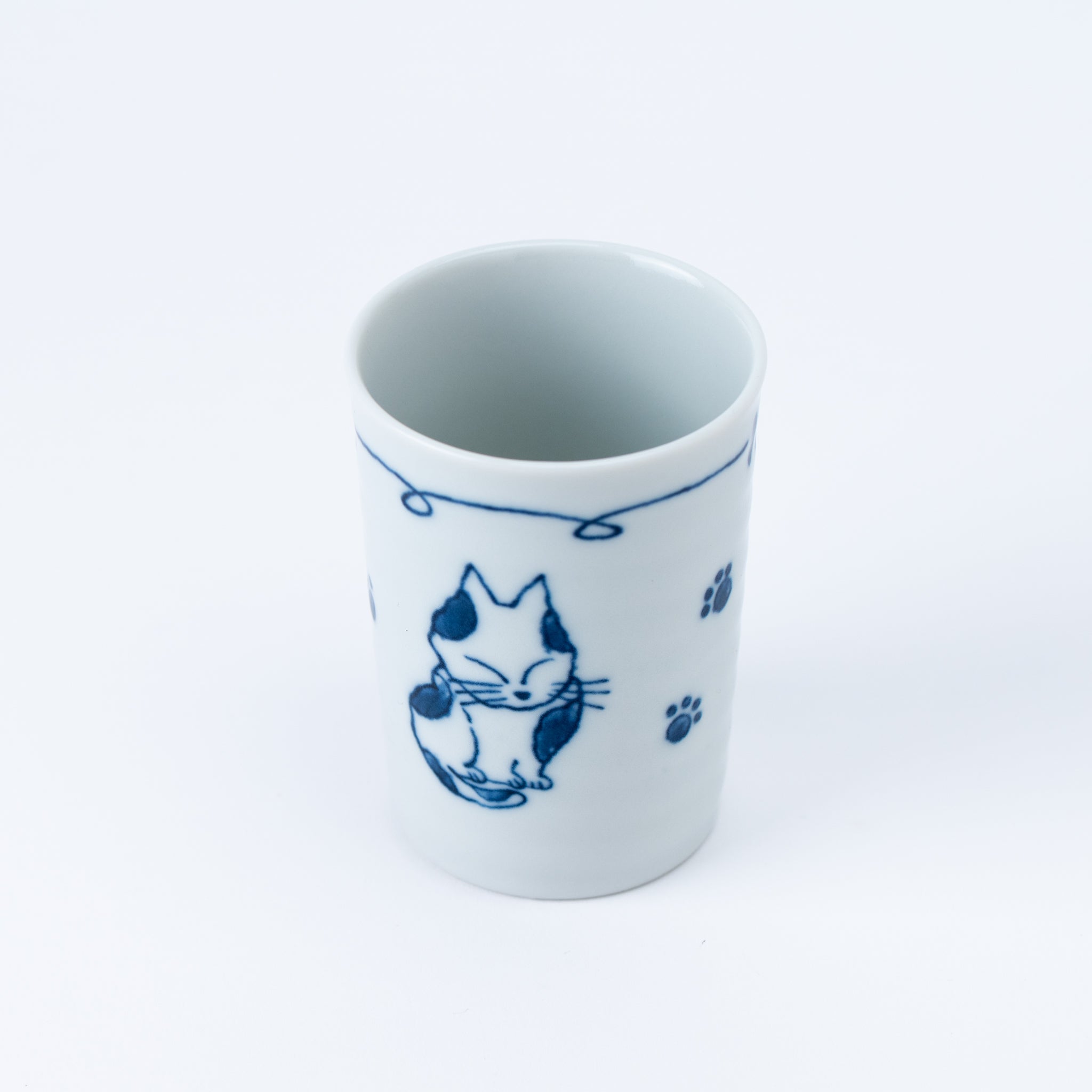 Blue Cat and Paws Yunomi Teacup