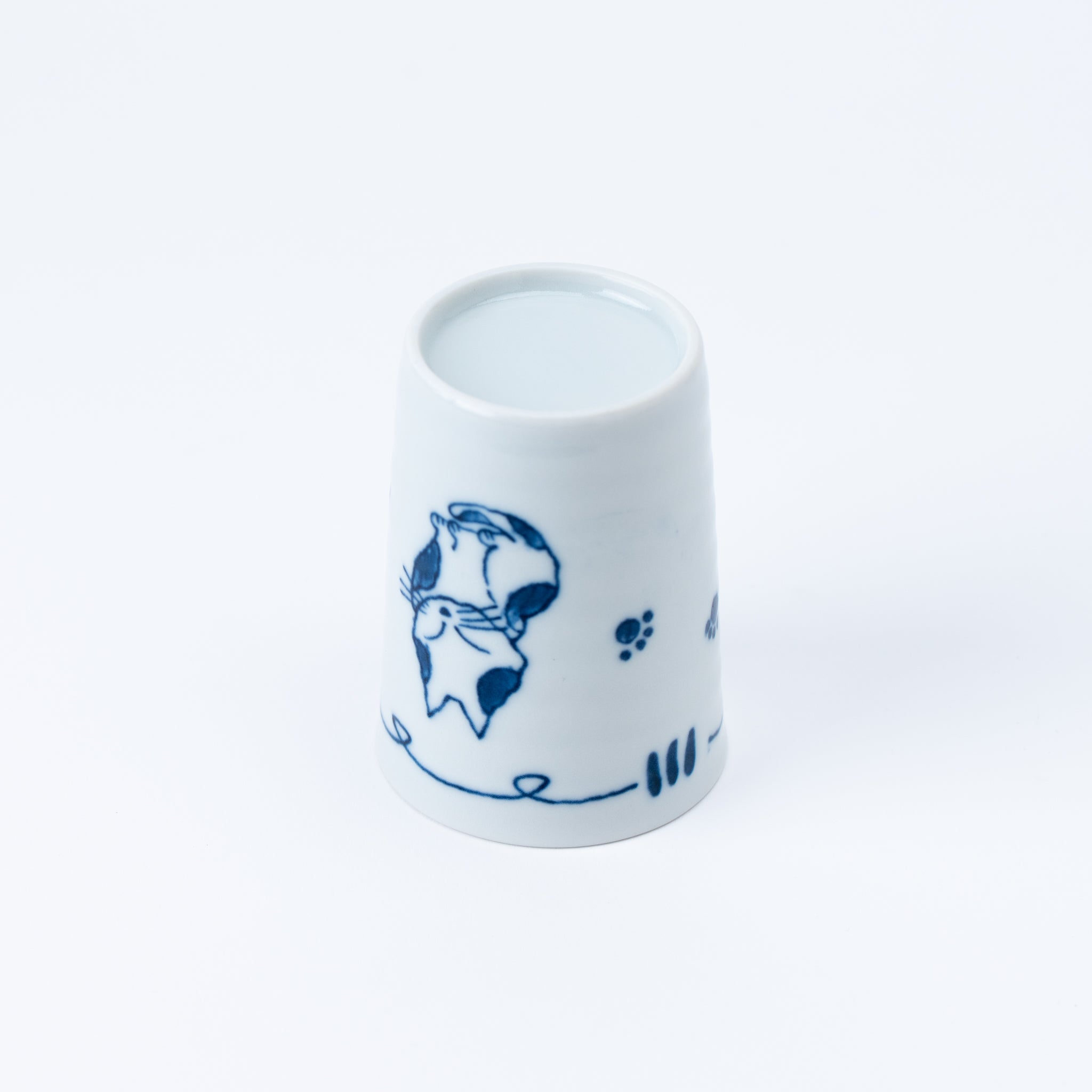 Blue Cat and Paws Yunomi Teacup