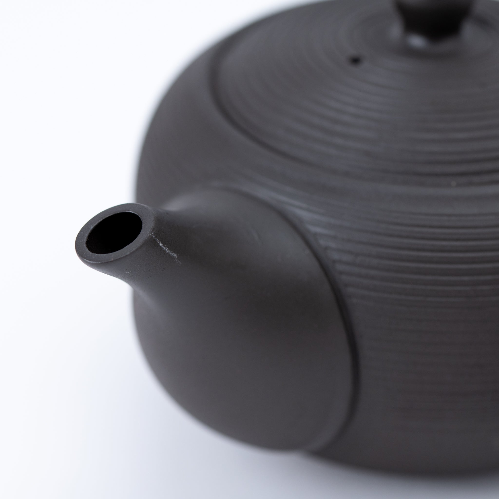 Tokoname Black & Vermilion Ridge Carving Teapot