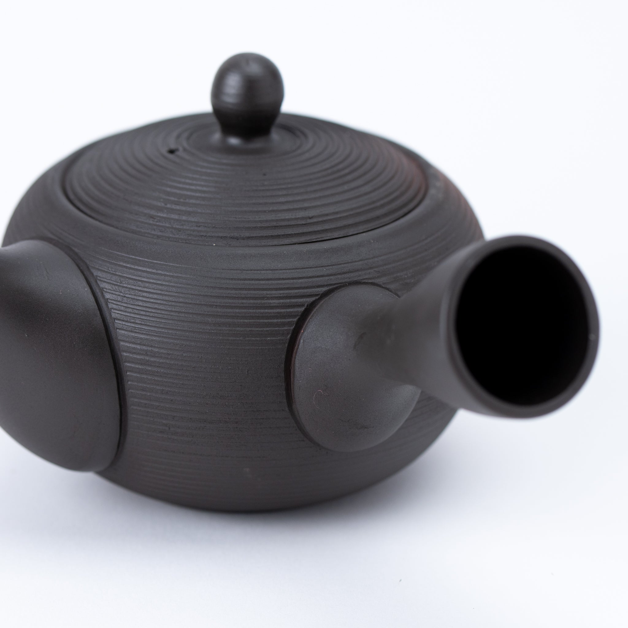 Tokoname Black & Vermilion Ridge Carving Teapot
