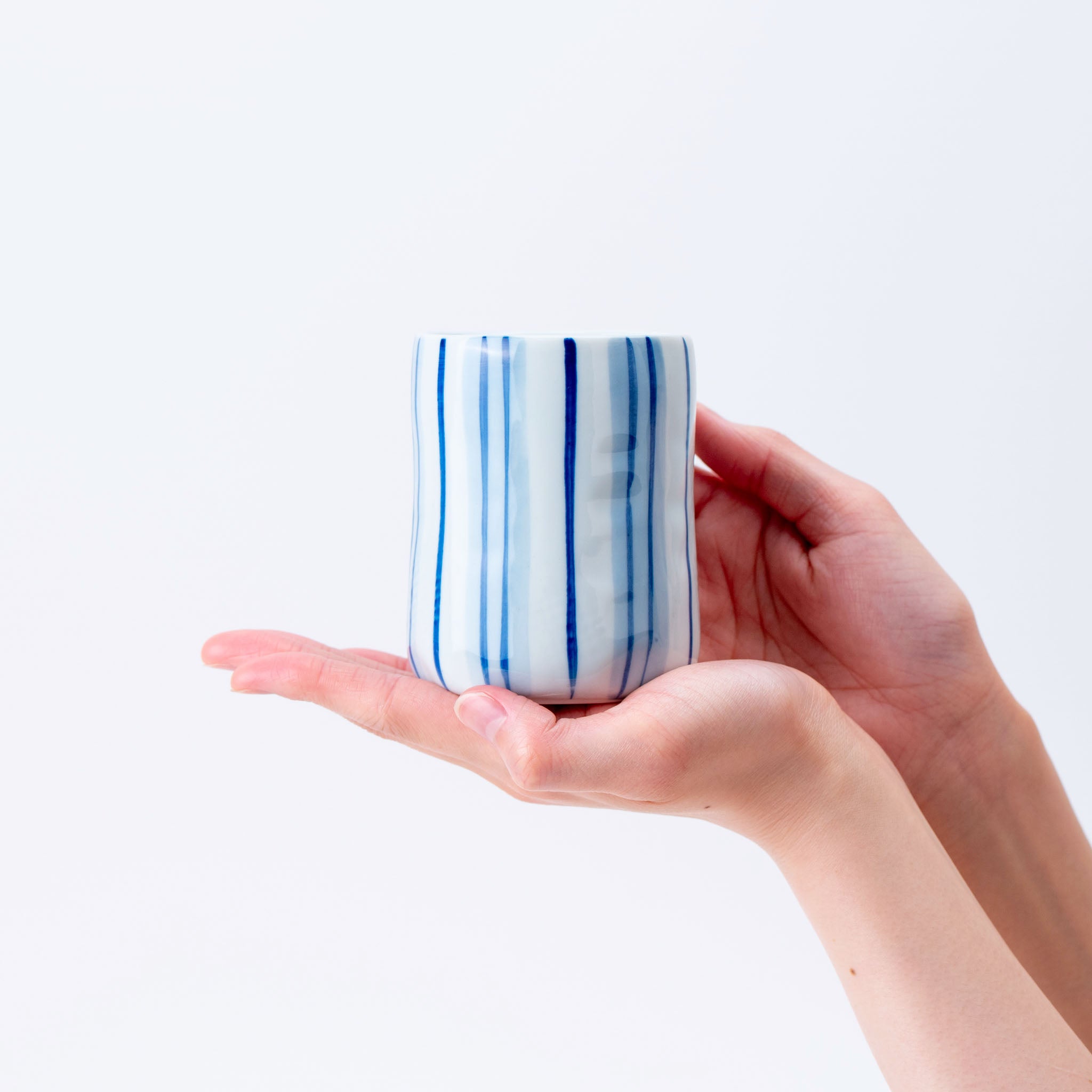 Blue Vertical Lines Yunomi Teacup