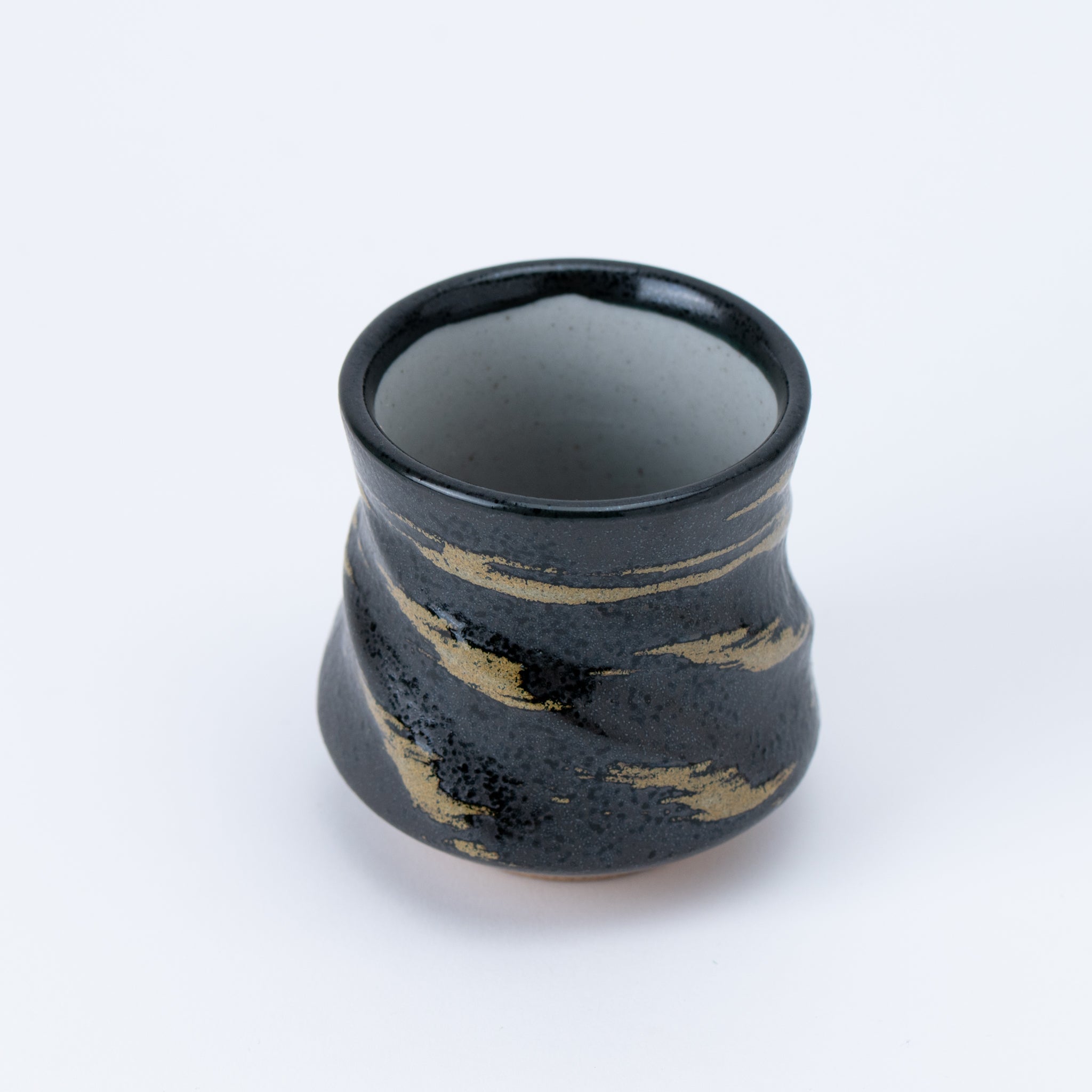 Black & Gold Brushstroke Yunomi Teacup
