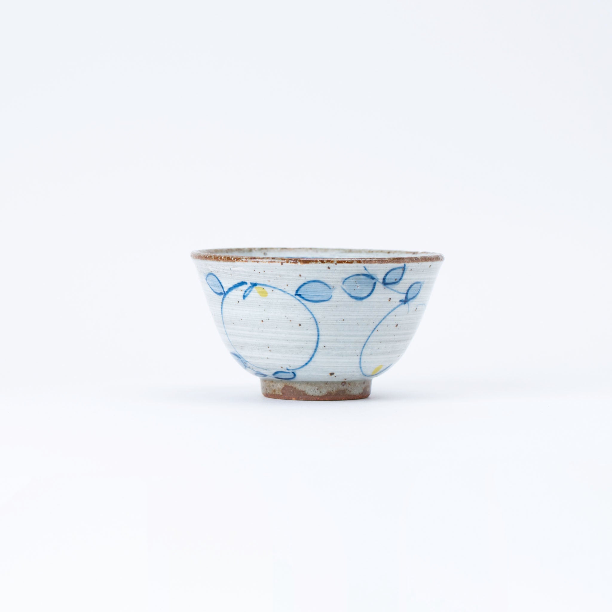 Hand-Painted Blue & Yellow Rice Bowl