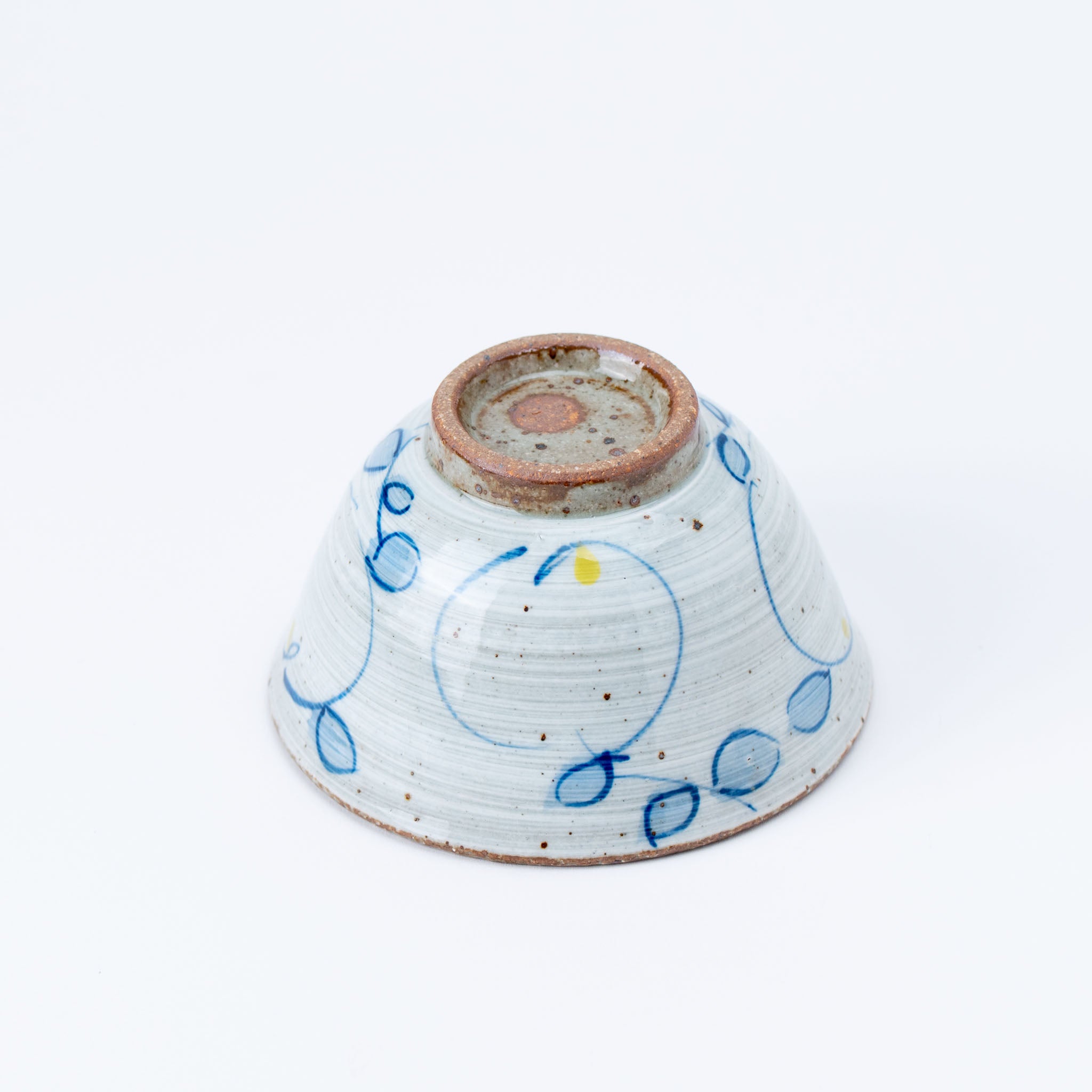 Hand-Painted Blue & Yellow Rice Bowl