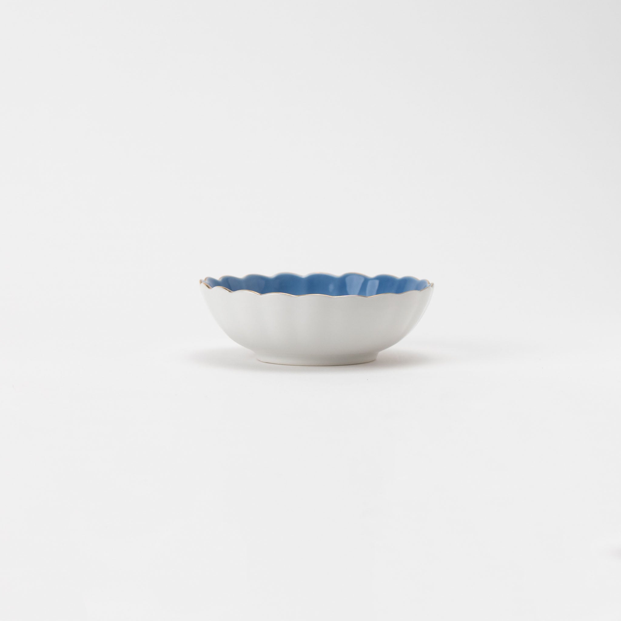 Cobalt Rim-Gold Flower-Shaped Small Bowl