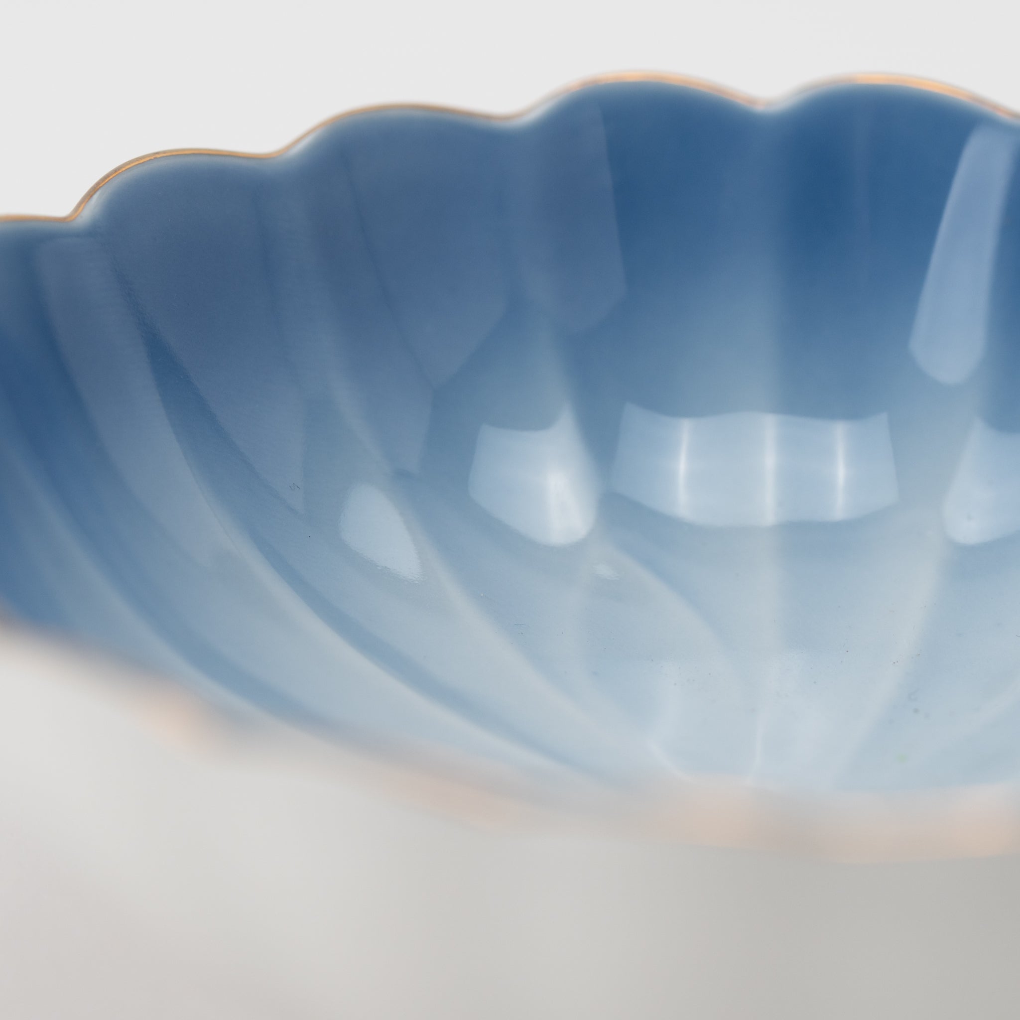 Cobalt Rim-Gold Flower-Shaped Small Bowl
