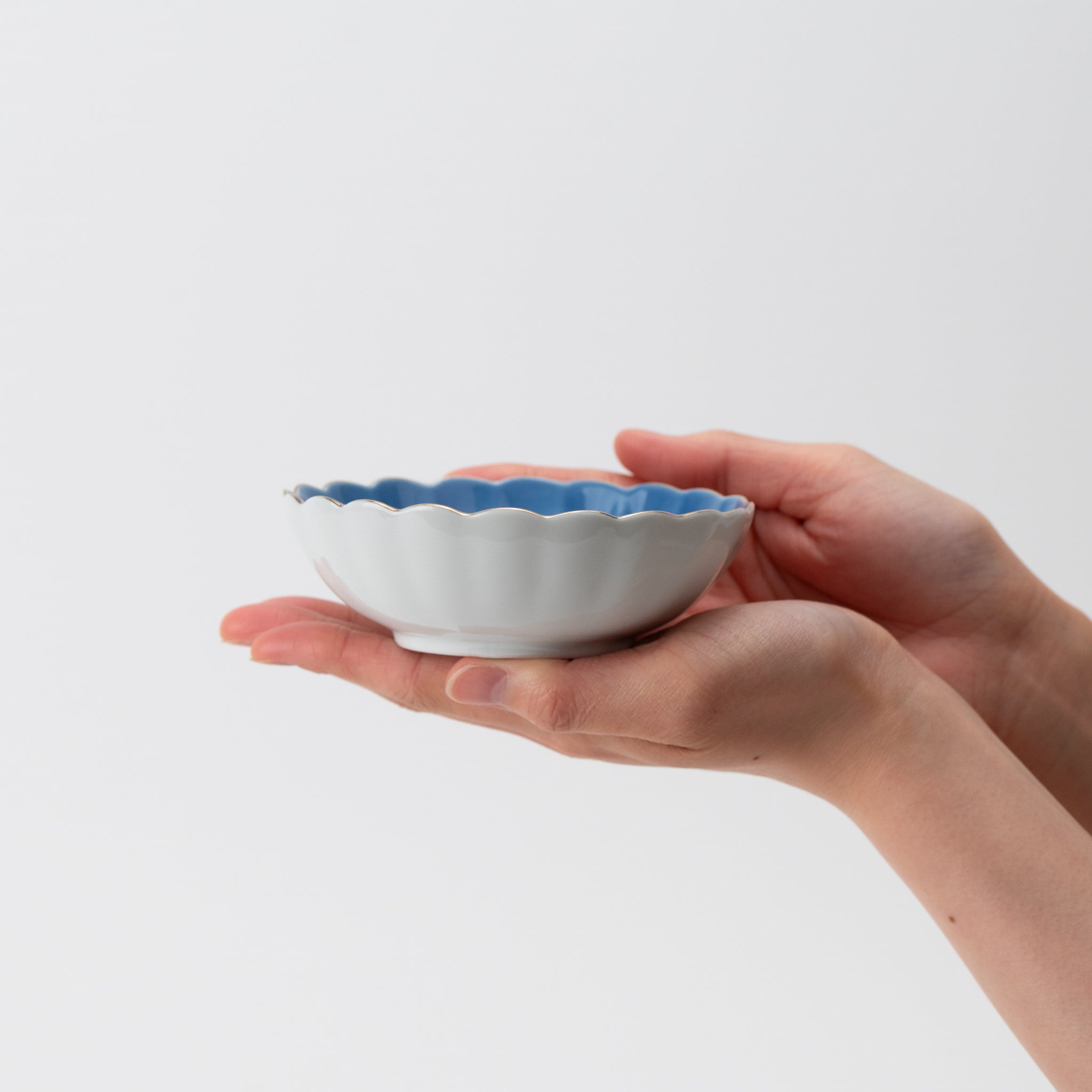 Cobalt Rim-Gold Flower-Shaped Small Bowl