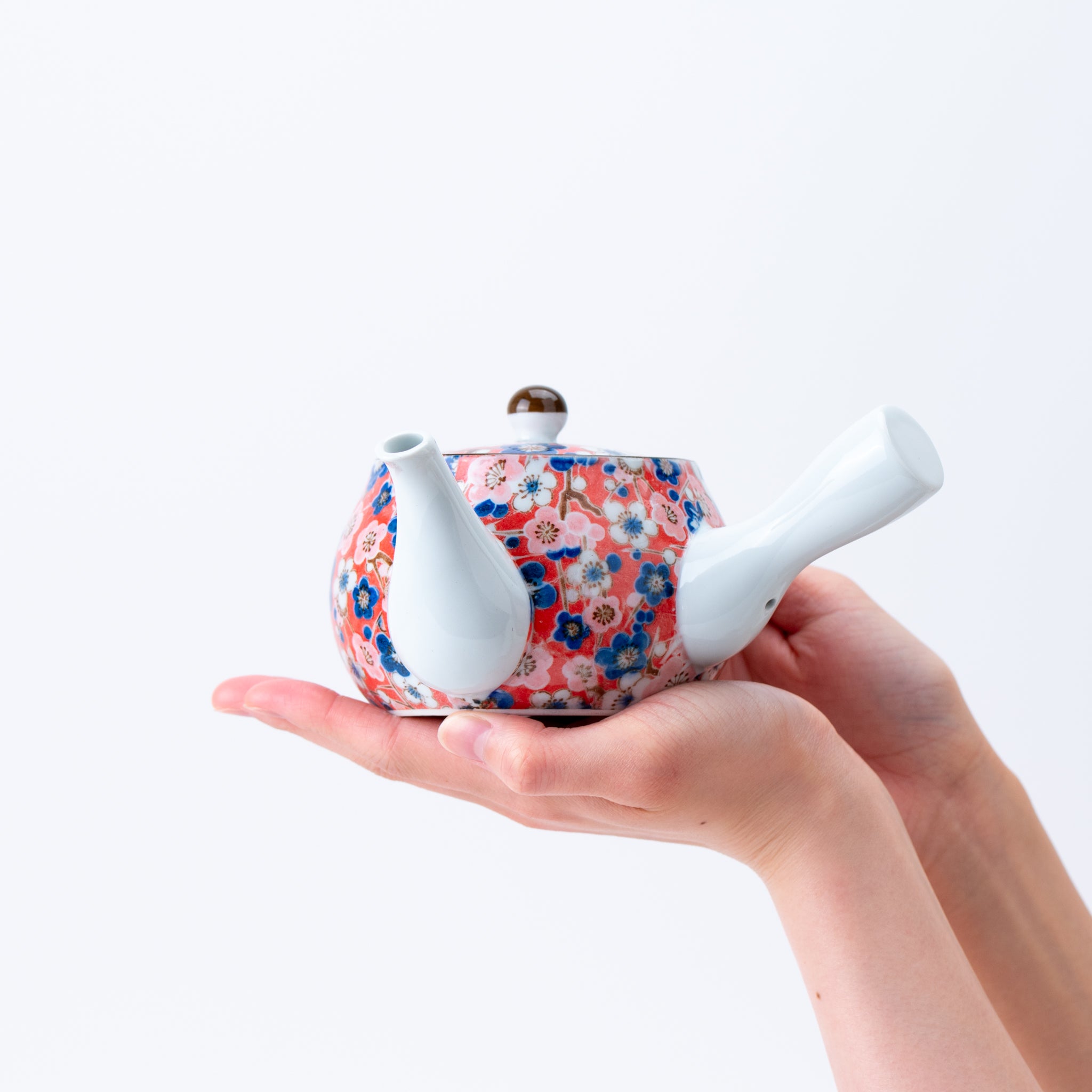 Handcrafted Japanese Ume Plum Blossom Kyusu Teapot & Yunomi Teacup Set