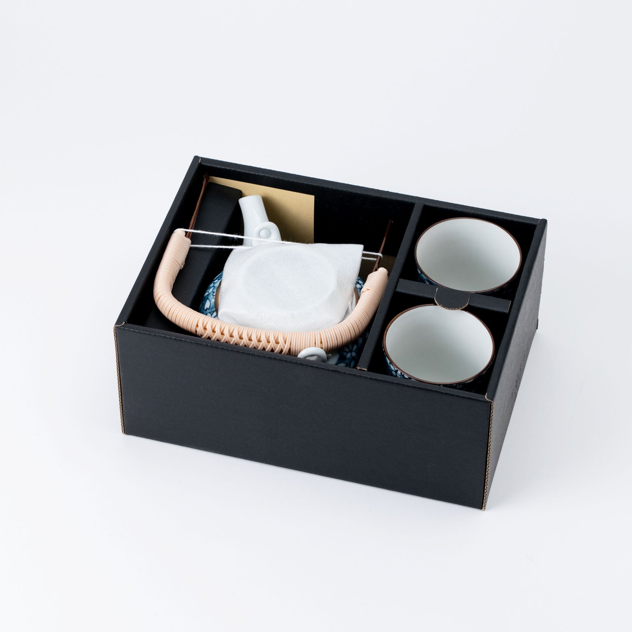 Indigo Sakura Teapot (with Tea Strainer) and Yunomi Teacup Set