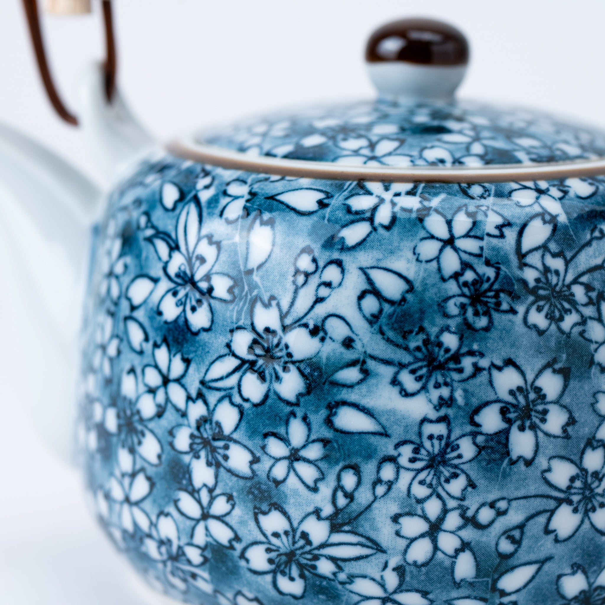Indigo Sakura Teapot (with Tea Strainer) and Yunomi Teacup Set