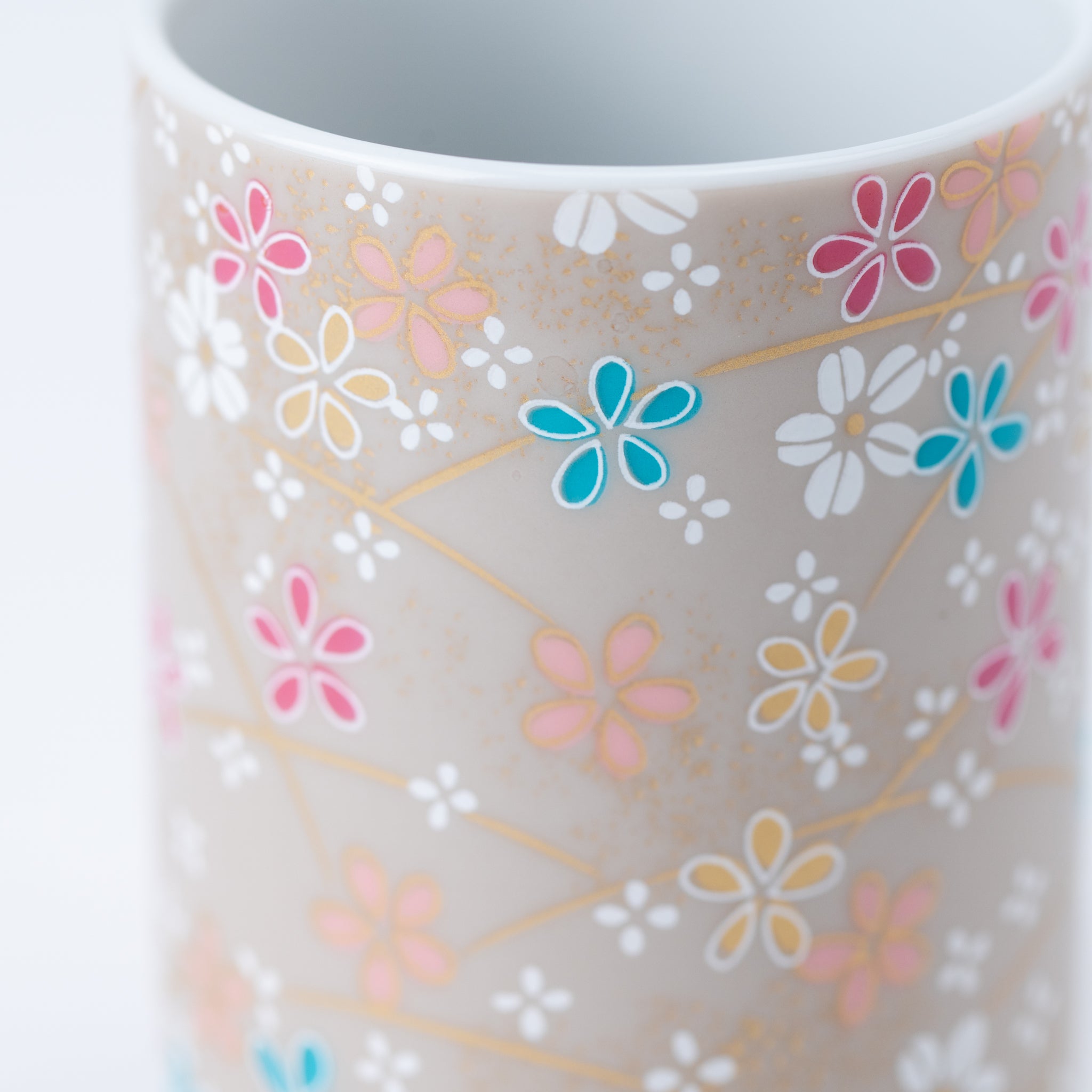 Vibrant Flowers Yunomi Teacup Set of 5