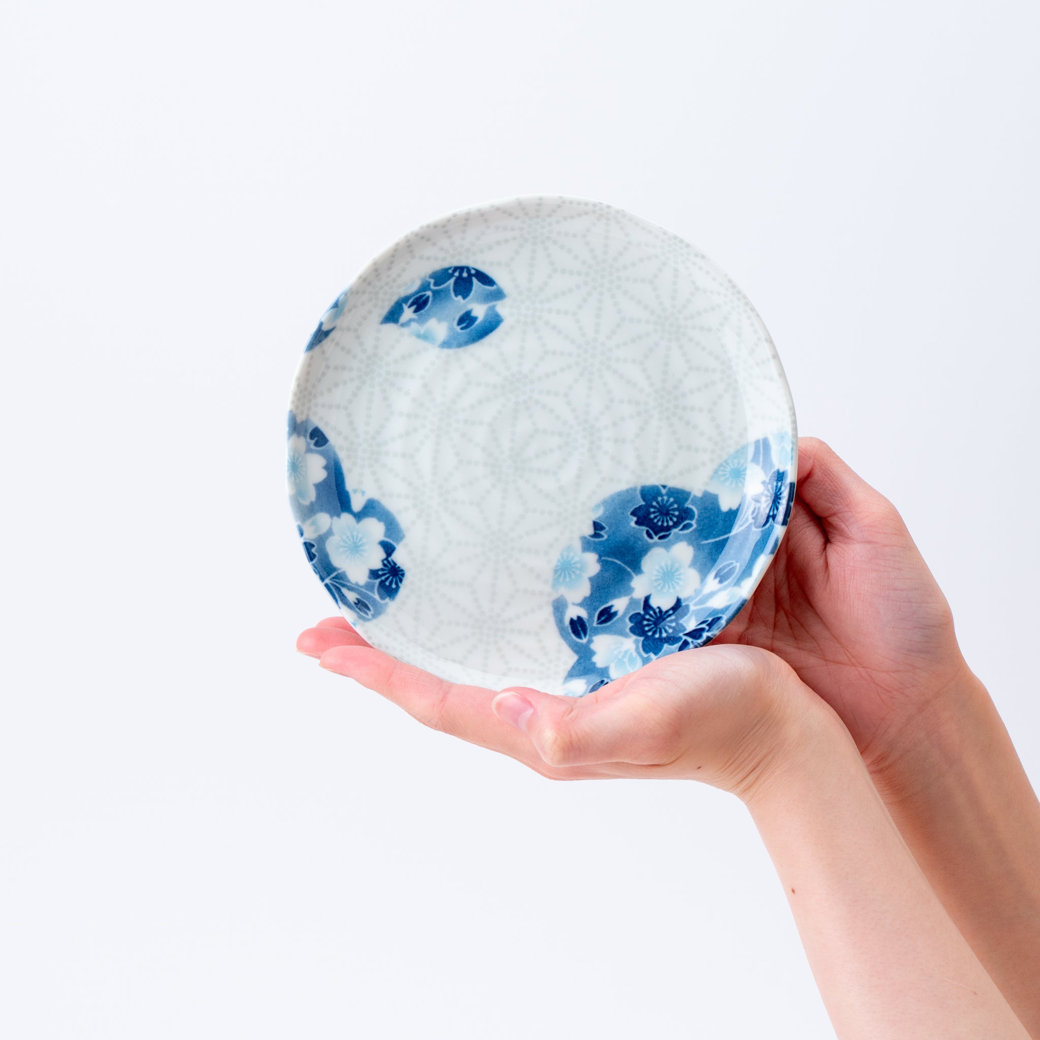 Plate – Indigo Blossom with Asanoha Motif