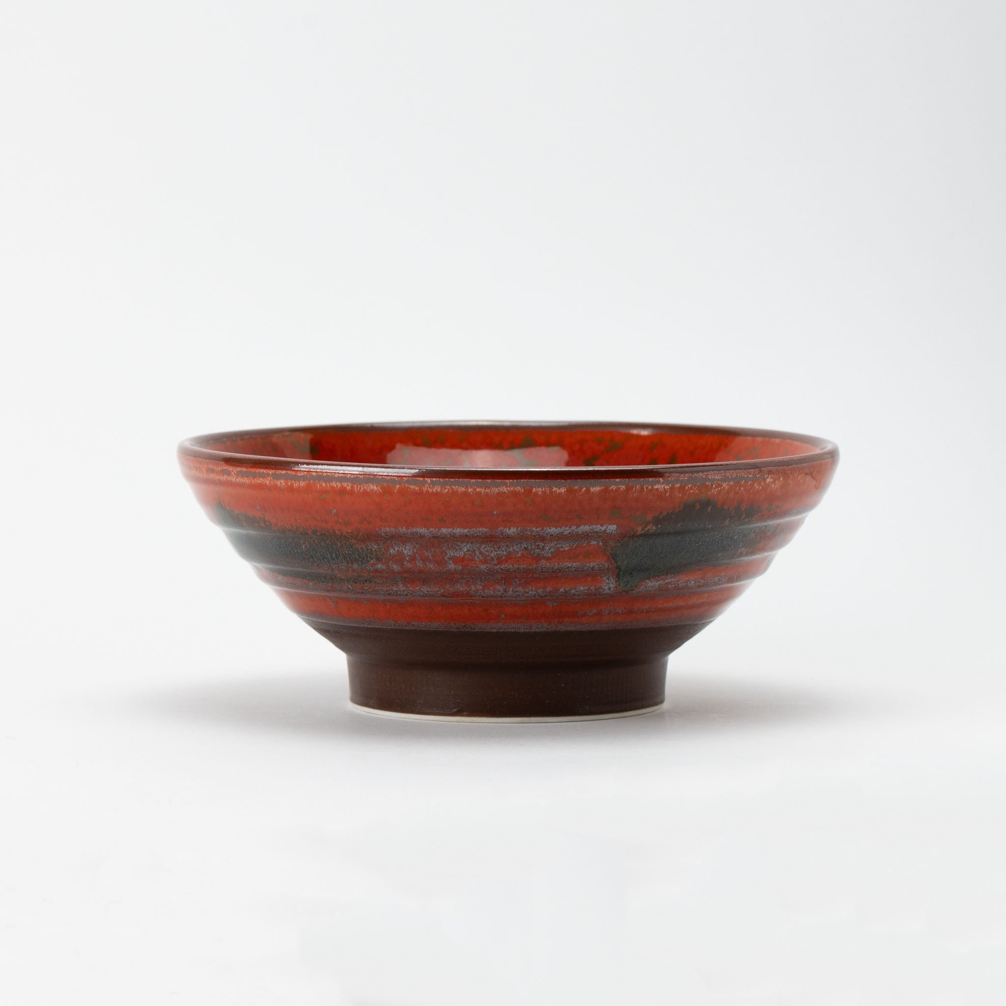Red and Black Brushstroke Flared Donburi Bowl