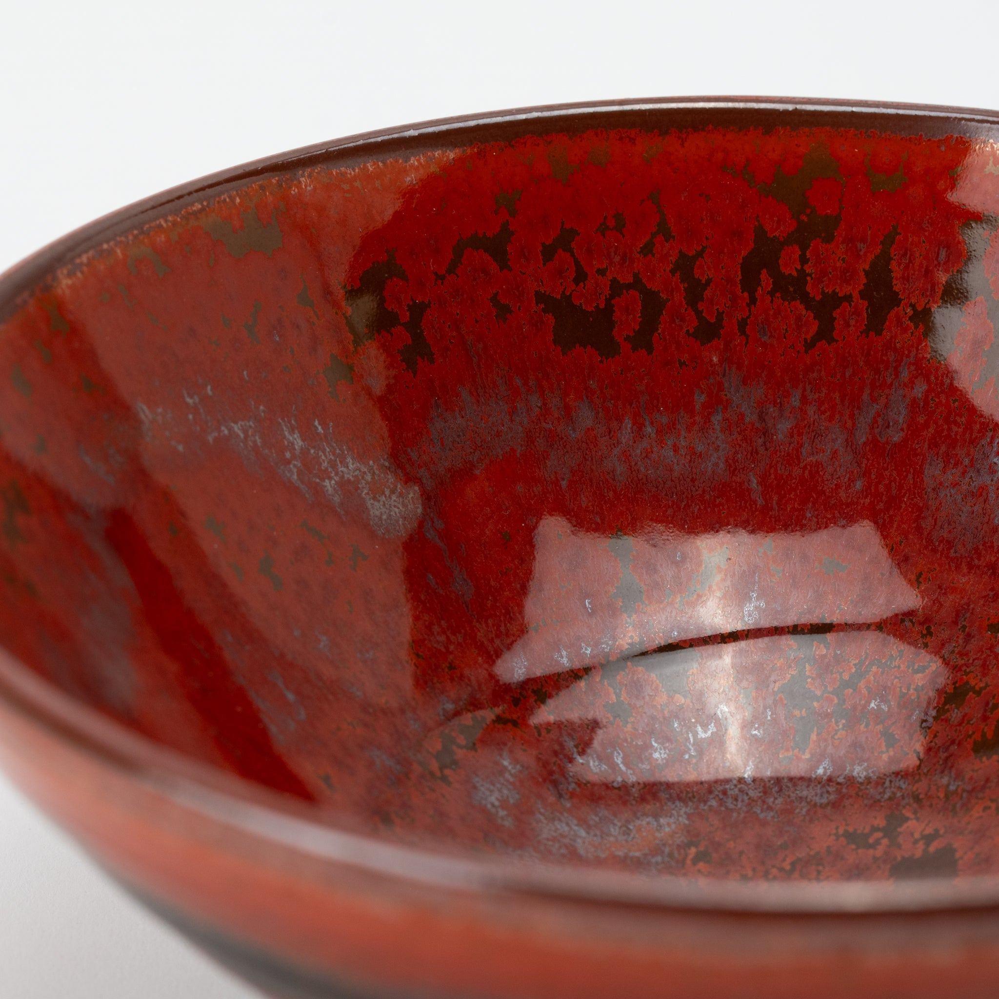 Red and Black Brushstroke Flared Donburi Bowl