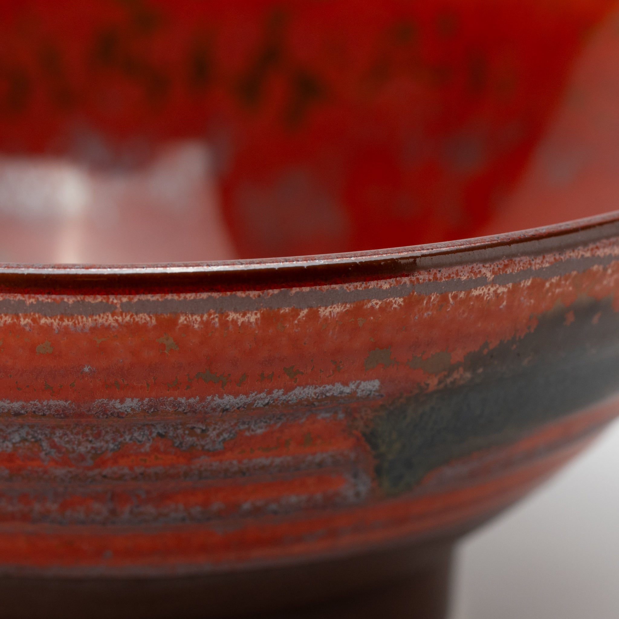 Red and Black Brushstroke Flared Donburi Bowl