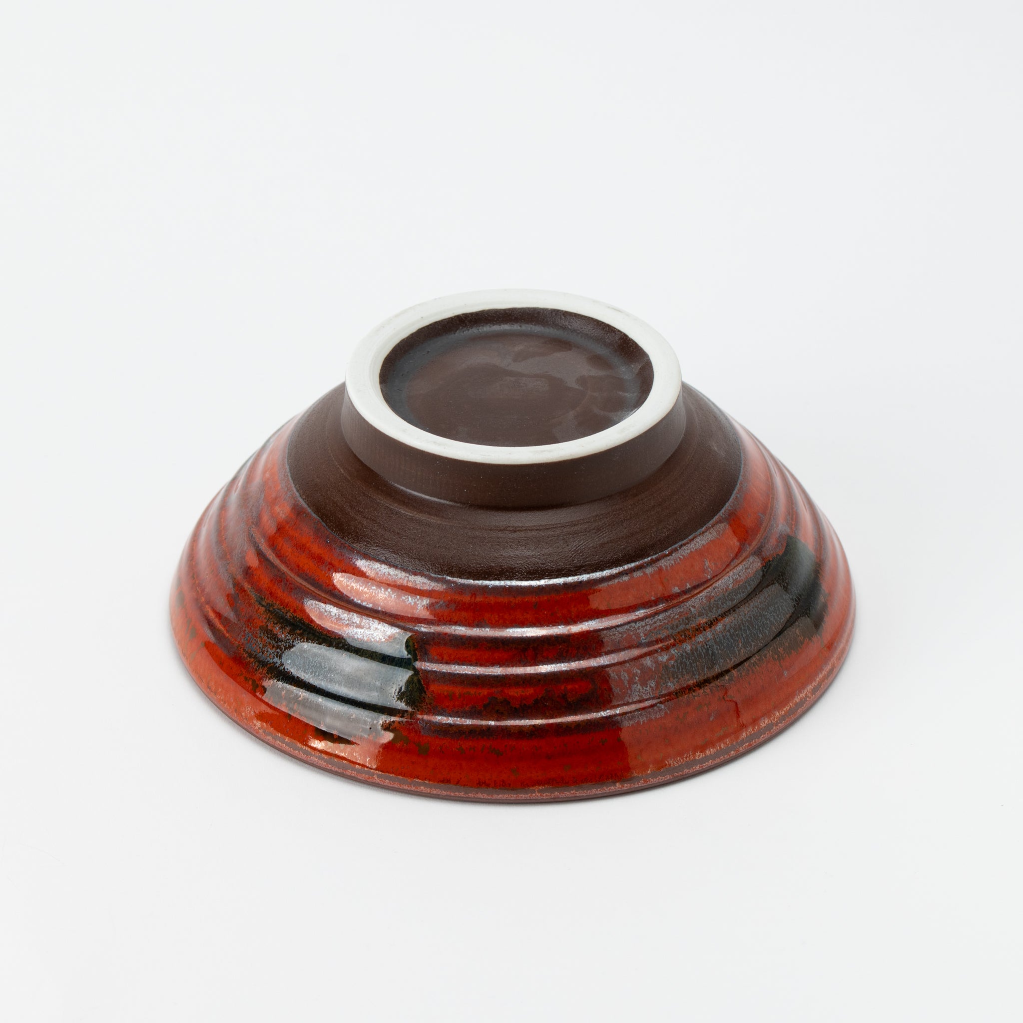 Red and Black Brushstroke Flared Donburi Bowl