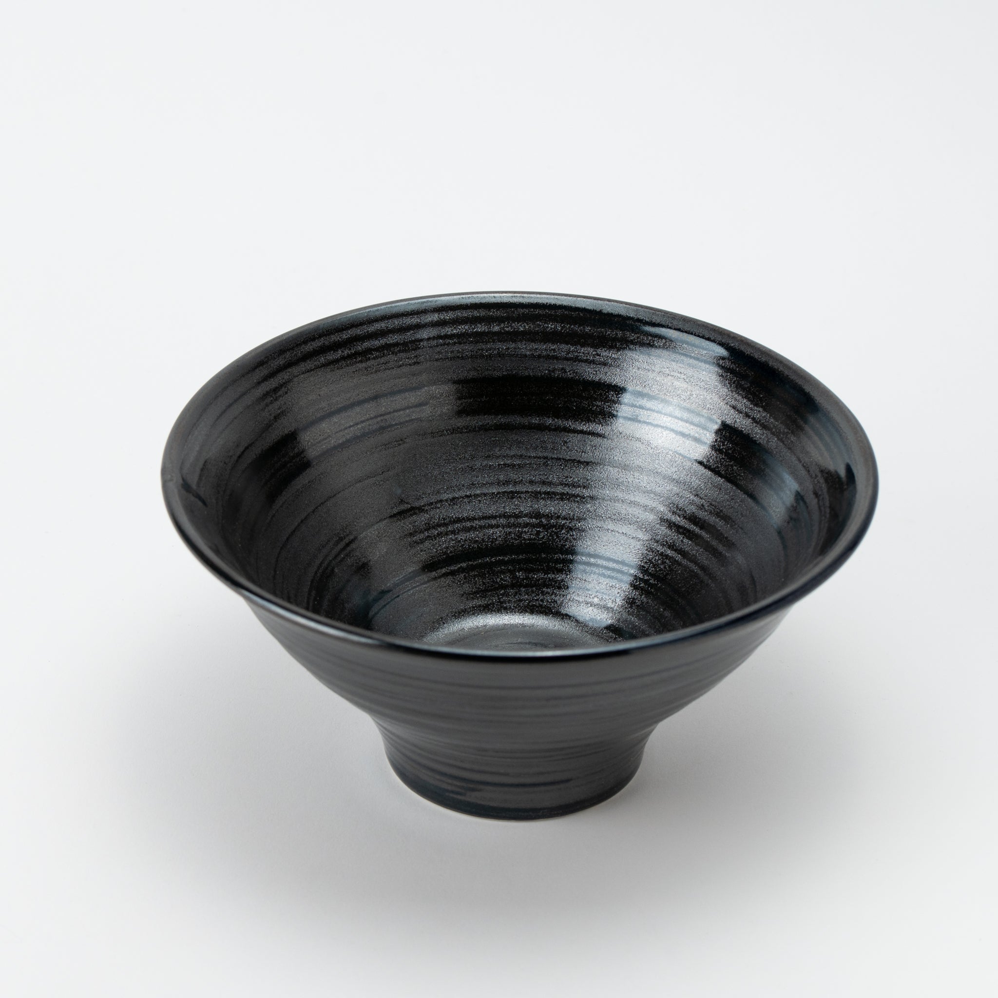 Brush-Stroke Silver Flared Donburi Bowl