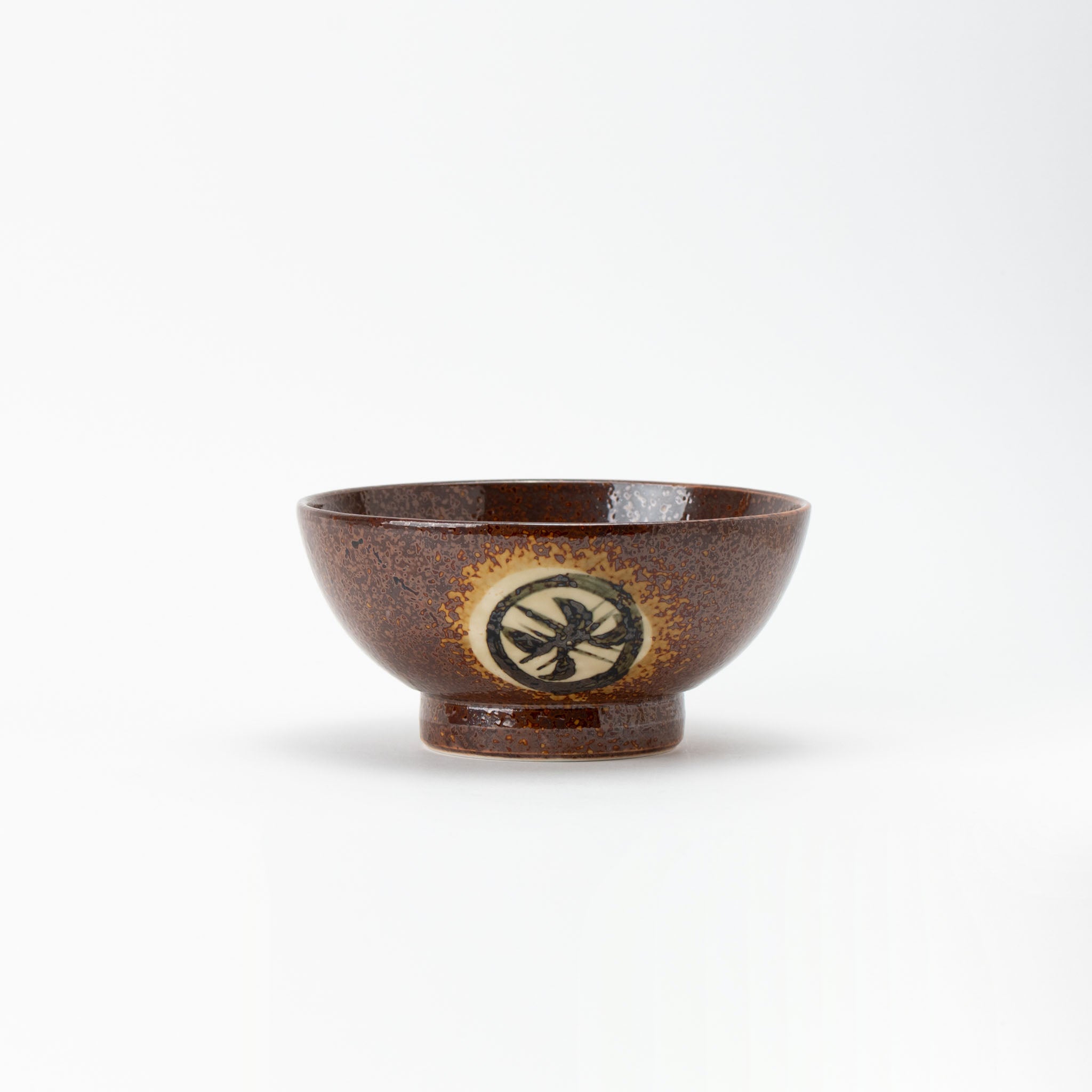 Rust Circle Motif Footed Donburi Bowl