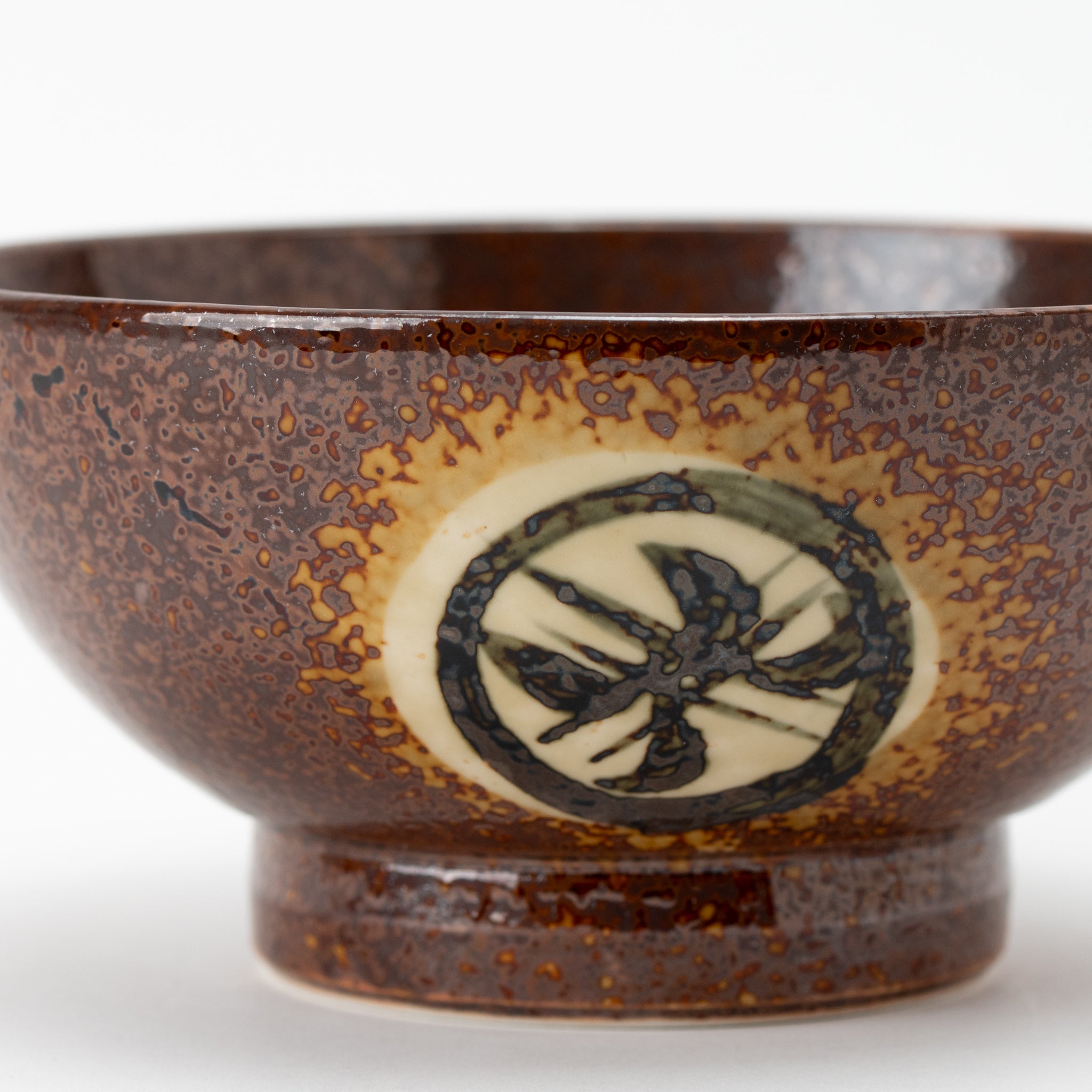 Rust Circle Motif Footed Donburi Bowl