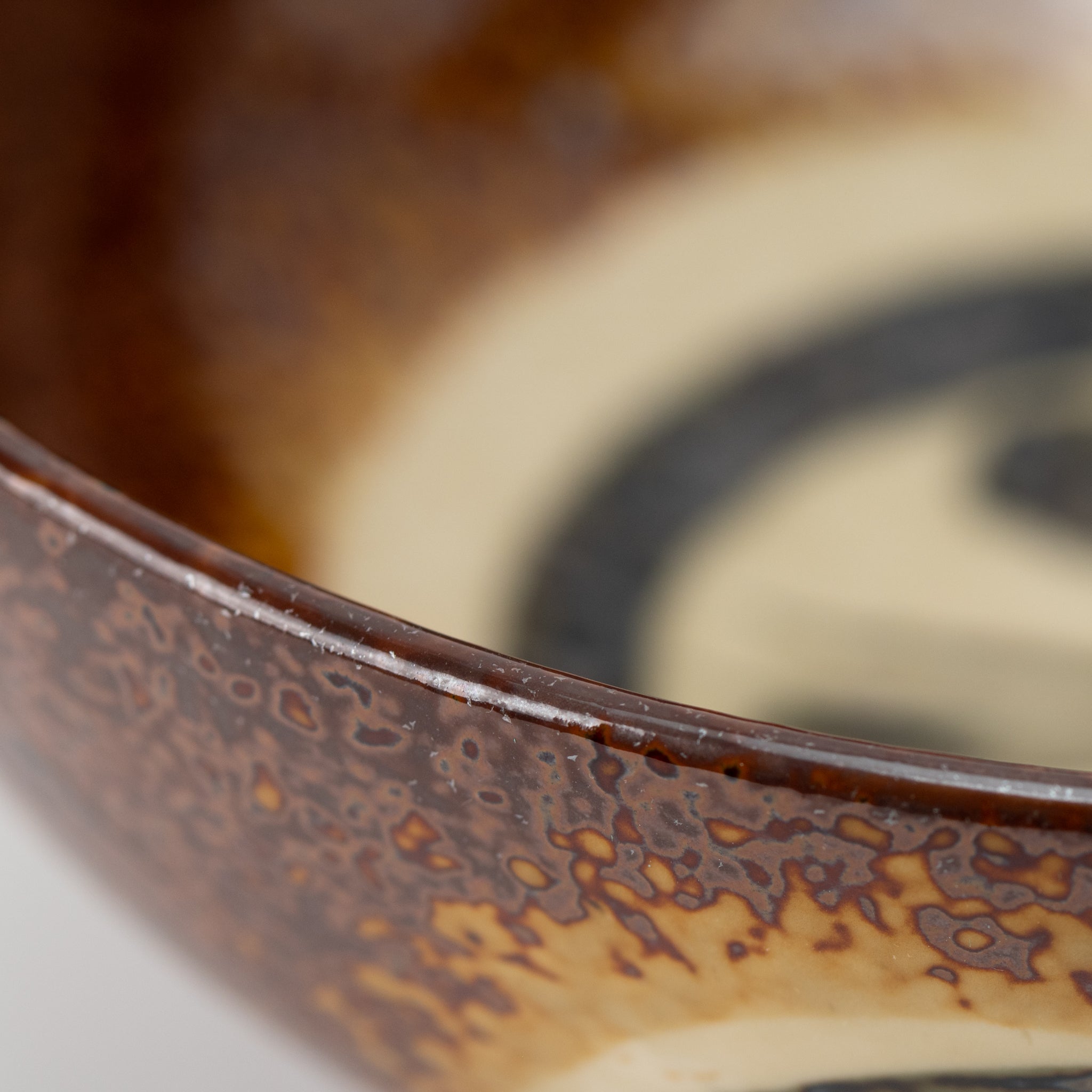 Rust Circle Motif Footed Donburi Bowl